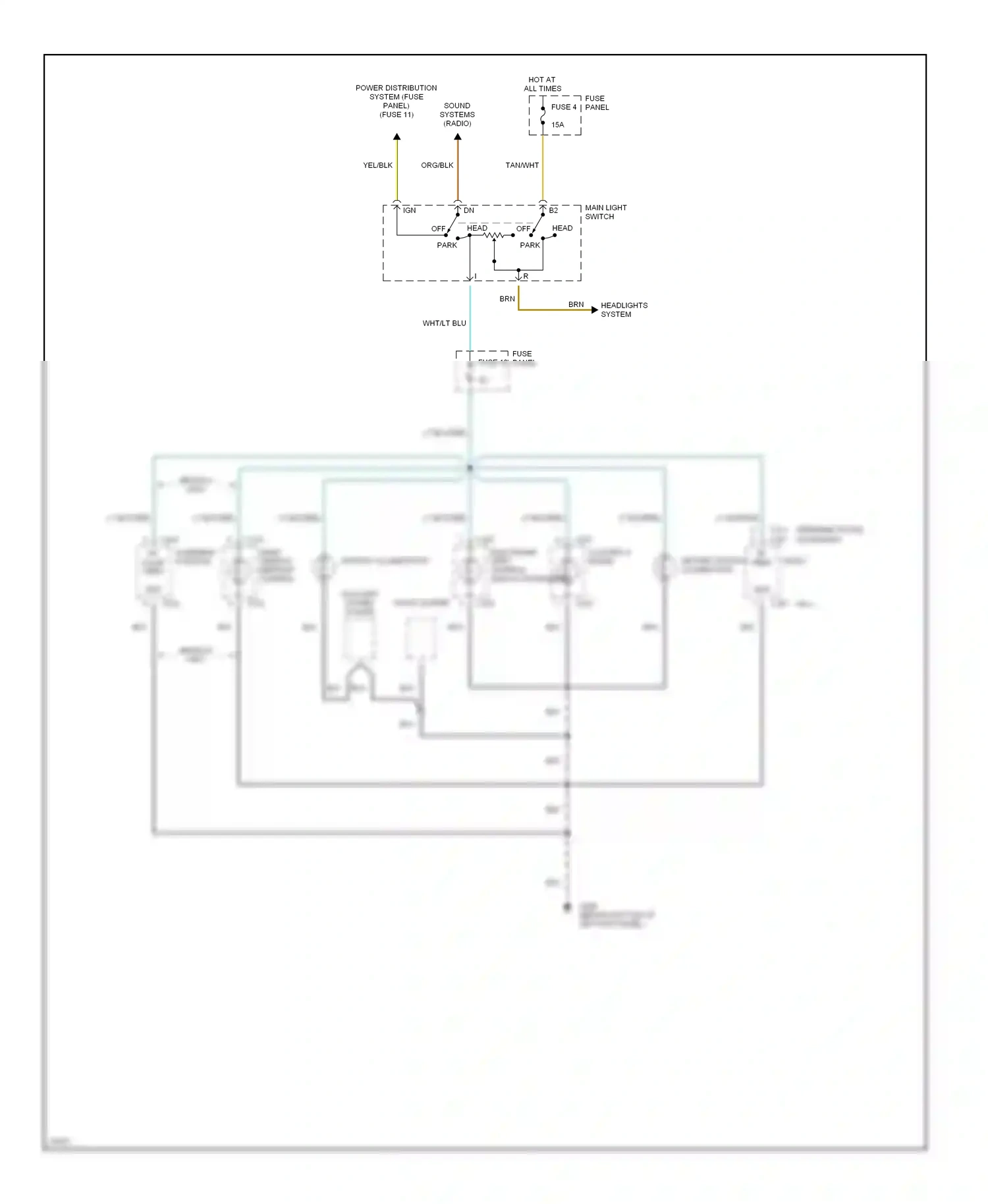 Ford Bronco V (1992-1996) main light switch wiring diagram  (7 of 10)