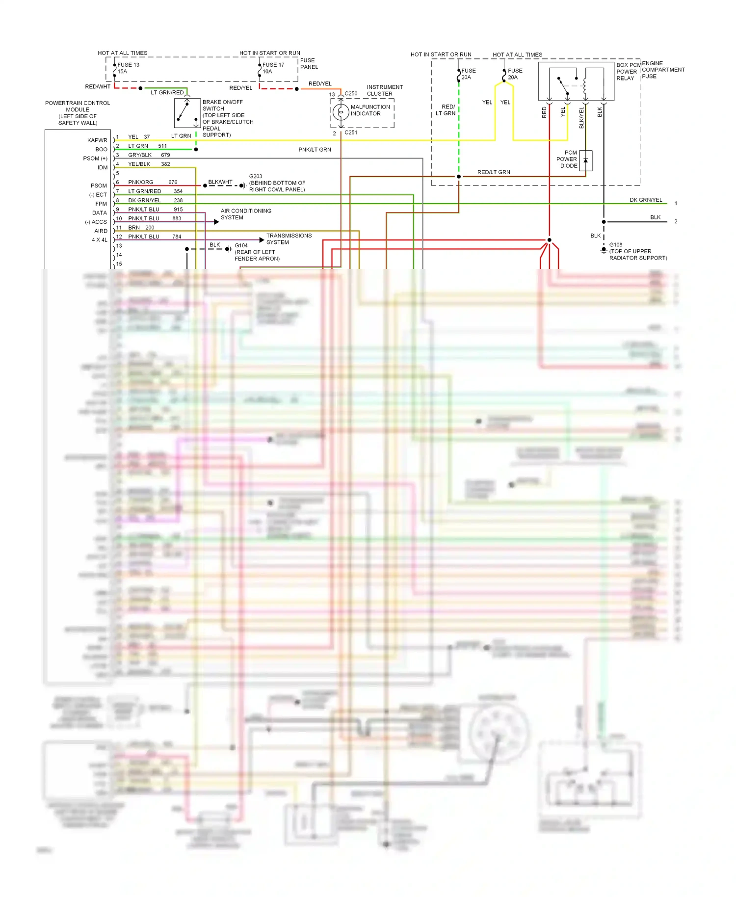 Ford Bronco V (1992-1996) red wiring diagram  (10 of 31)