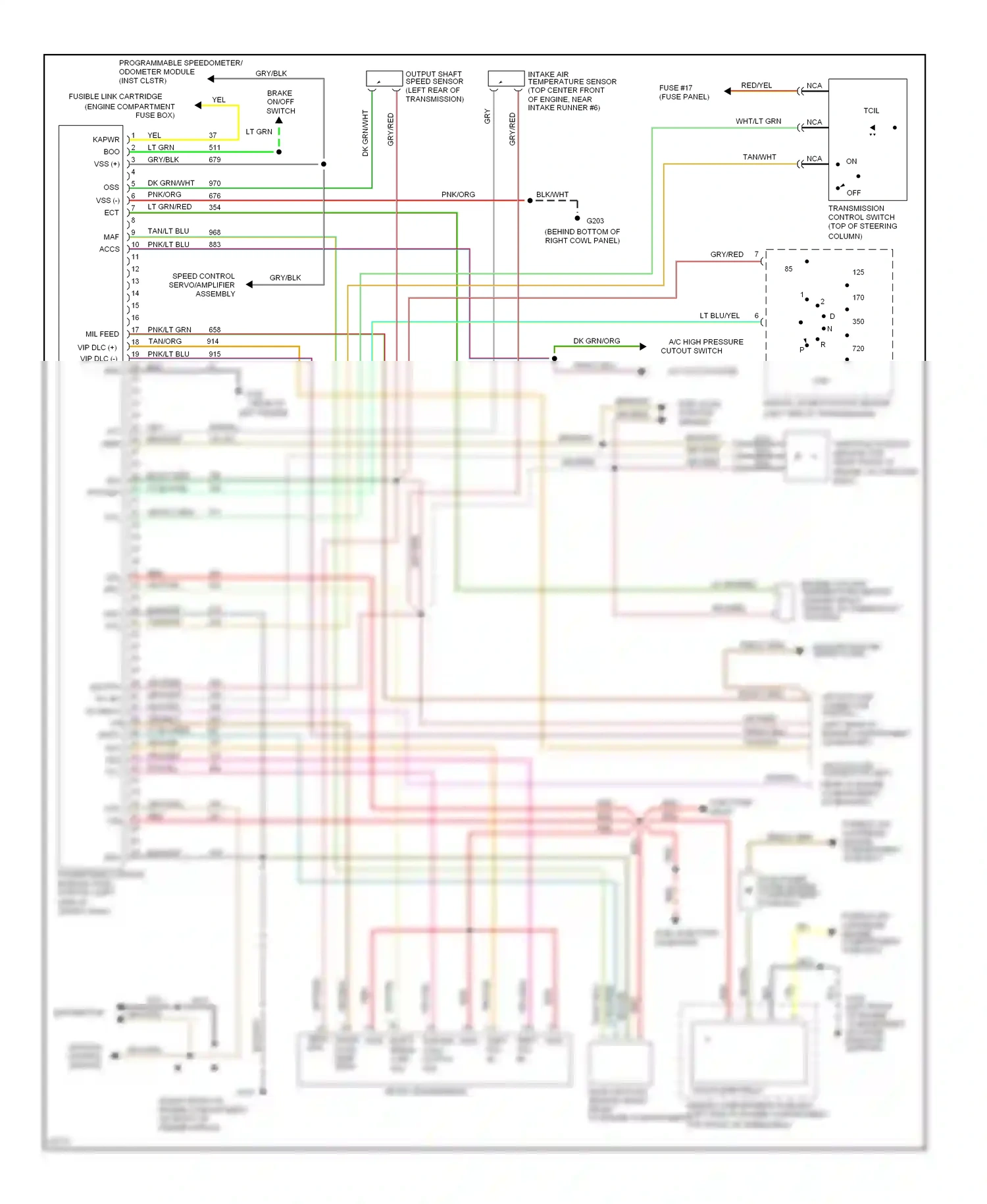 Ford Bronco V (1992-1996) switch wiring diagram  (1 of 4)