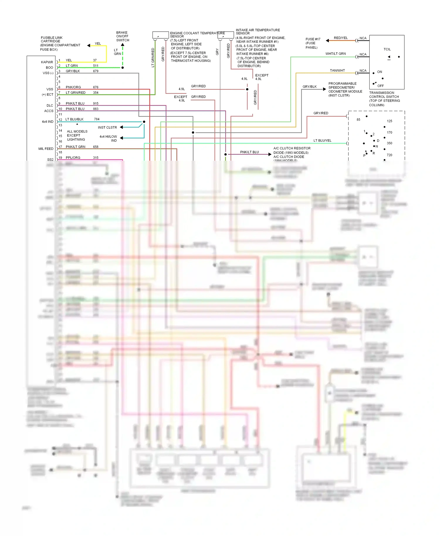 Ford Bronco V (1992-1996) trans oil temp sensor wiring diagram  (1 of 1)