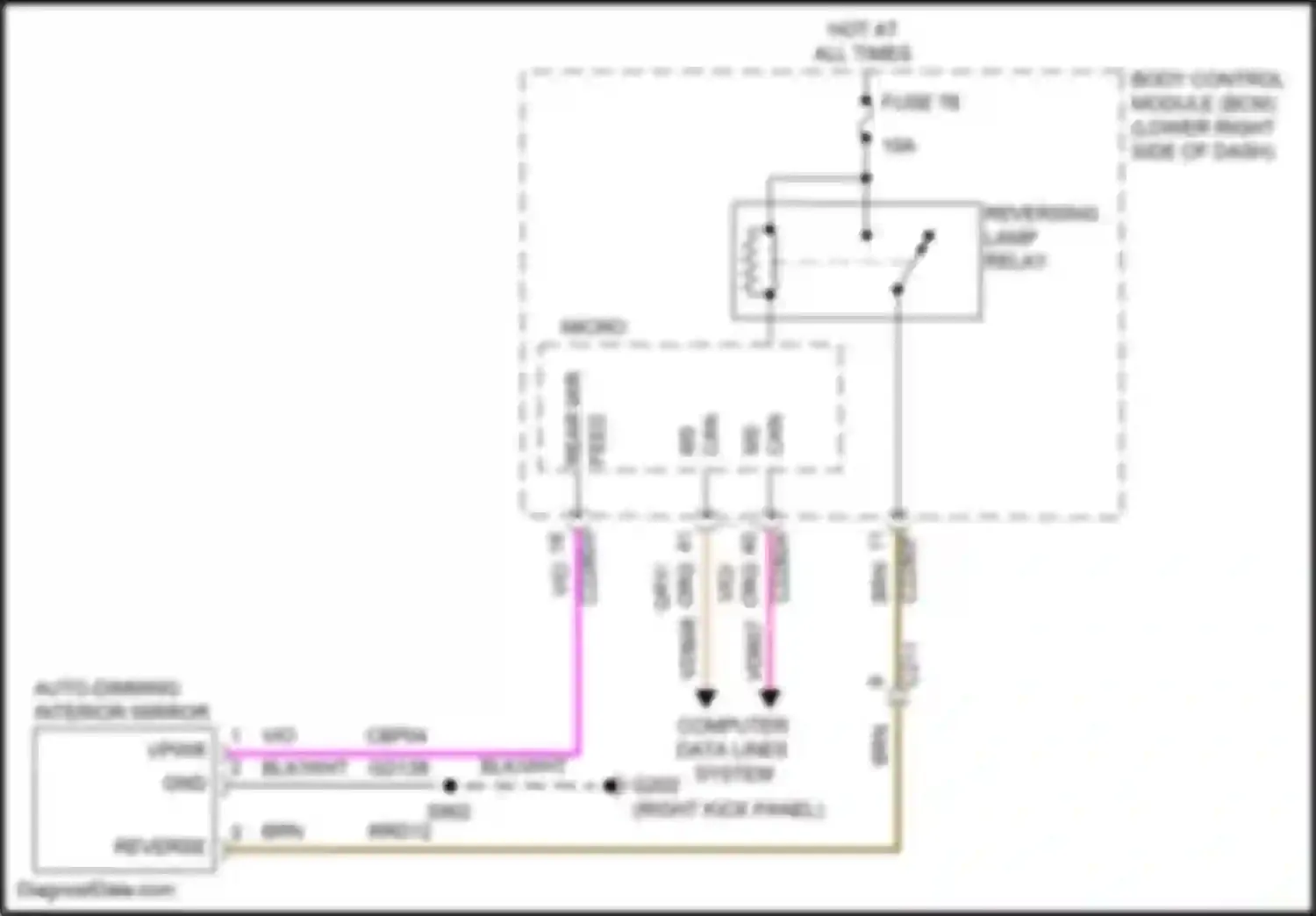 Wiring diagram reversing lamp relay for Ford C-MAX II facelift (2015-2019)