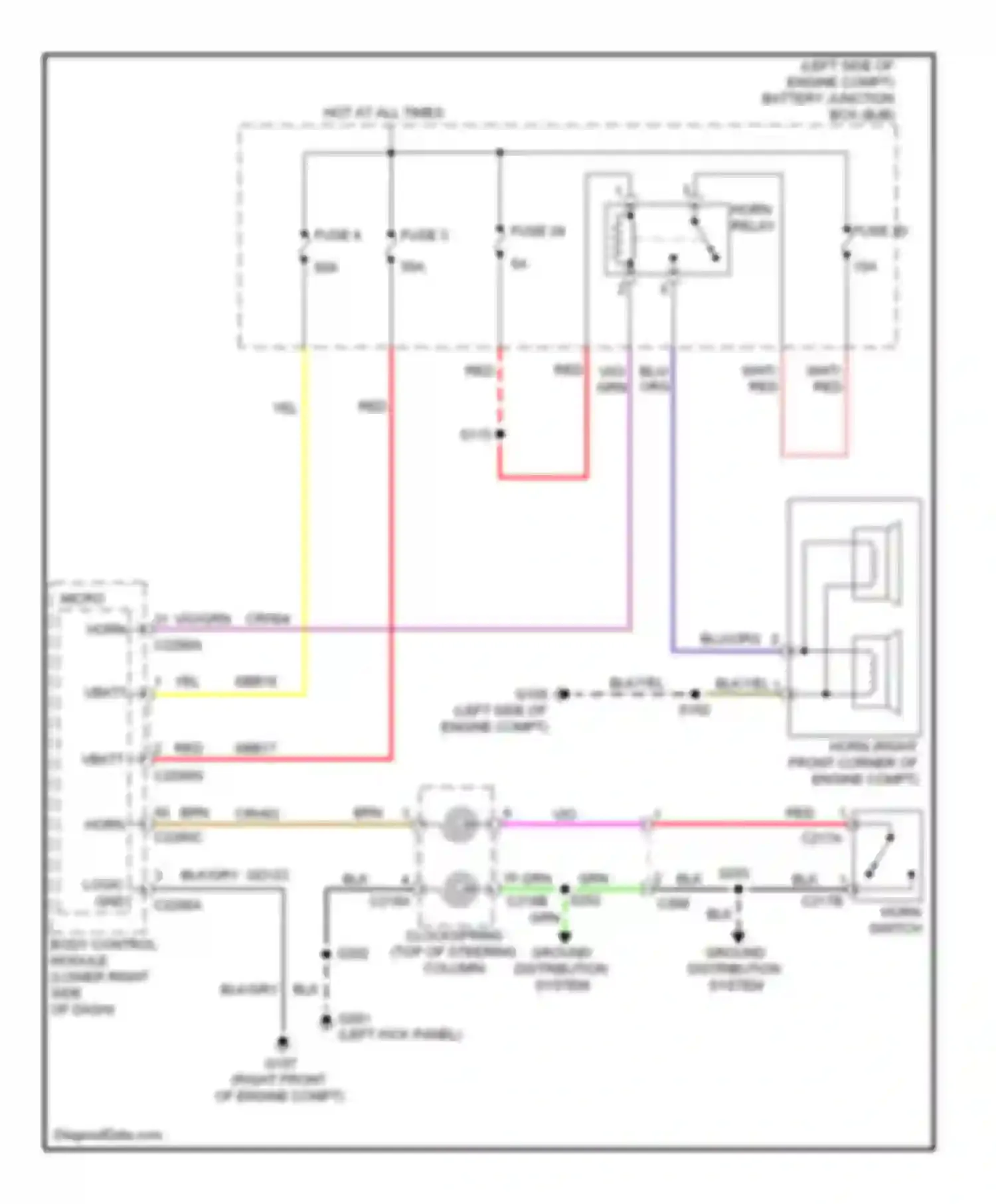 Wiring diagram horn switch for Ford C-MAX II (2010-2015)