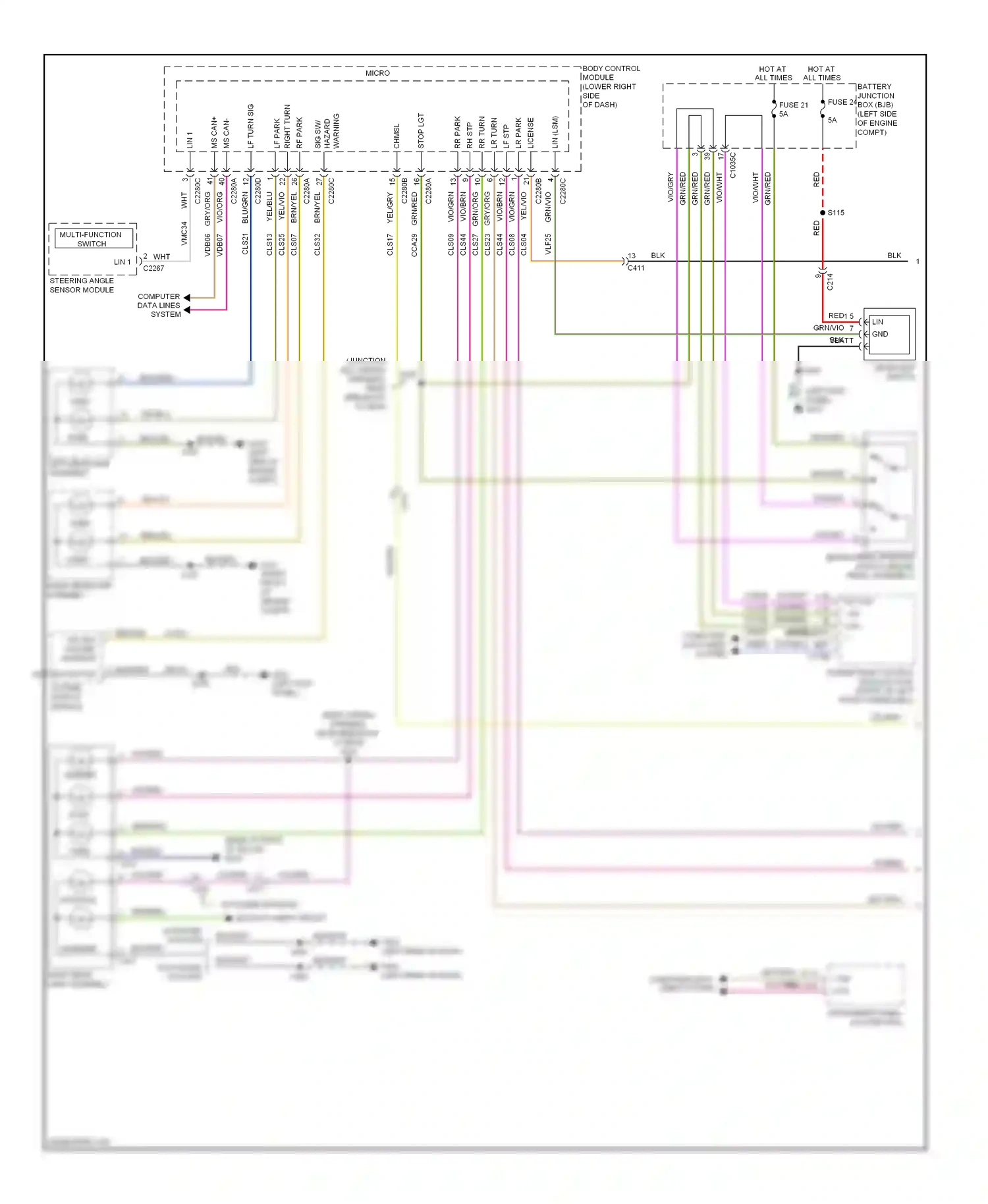 Ford C-MAX II (2010-2015) (left kick panel) wiring diagram  (5 of 27)
