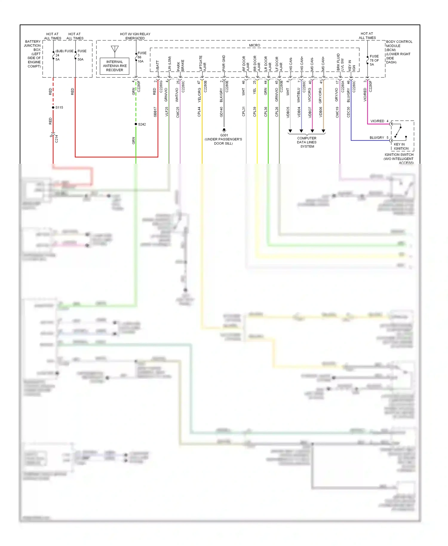 Ford C-MAX II (2010-2015) restraints control module (under center console) wiring diagram  (1 of 1)