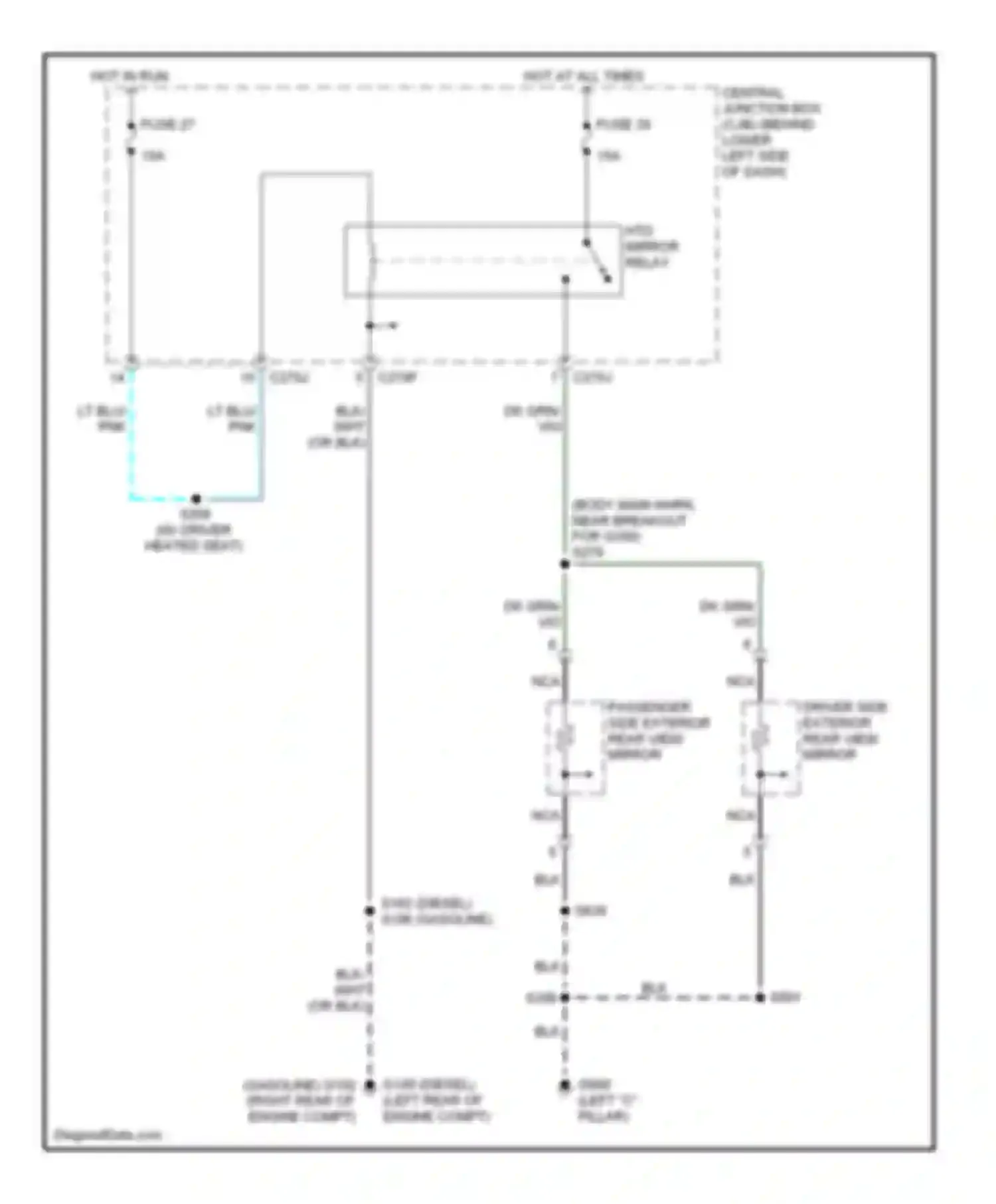 Cab & Chassis F350 Super Duty Ford  (1999-2012): Heated mirrors circuit