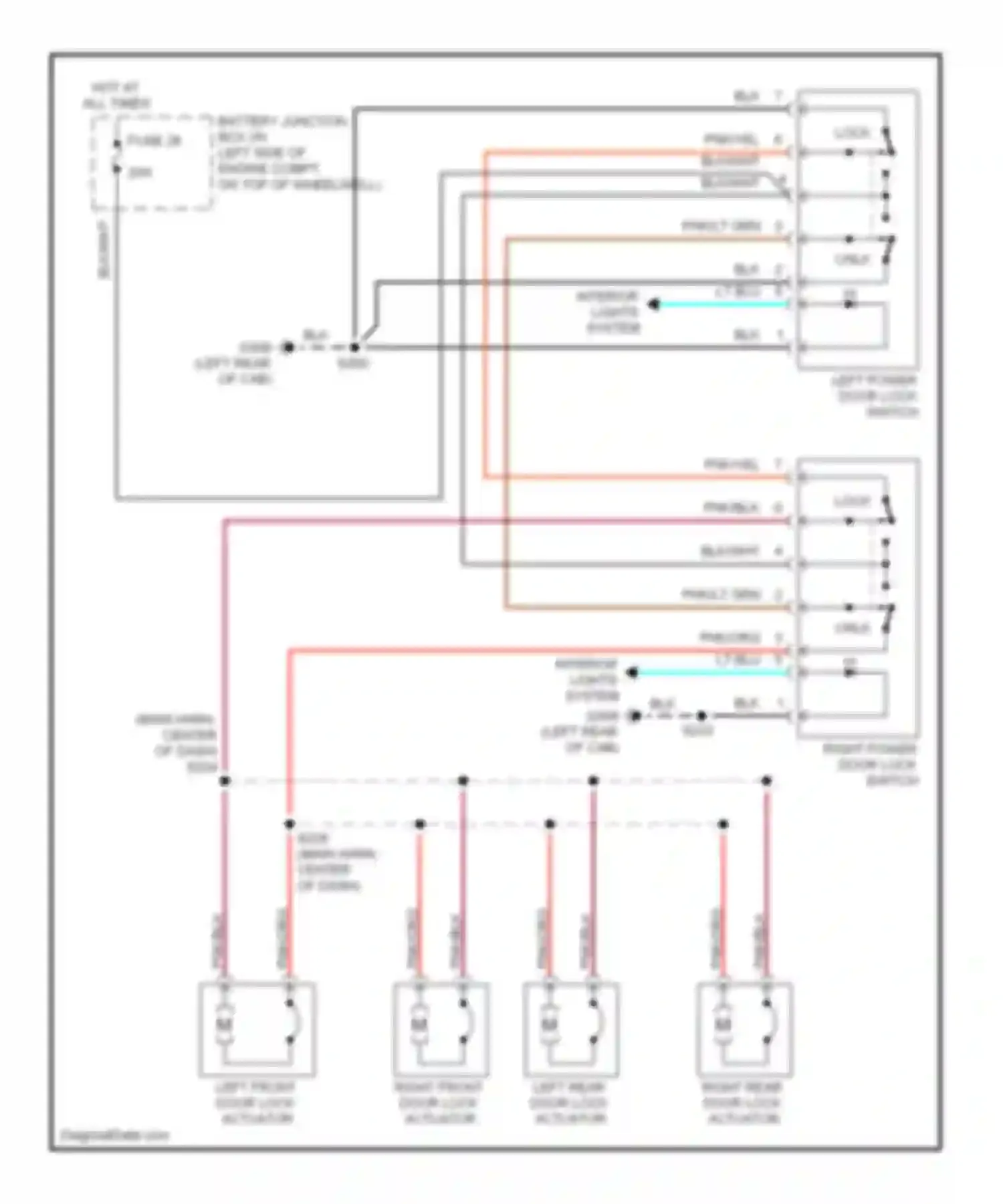 Cab & Chassis F350 Super Duty Ford  (1999-2012): Power door locks circuit, without remote/keyless entry-crew cab