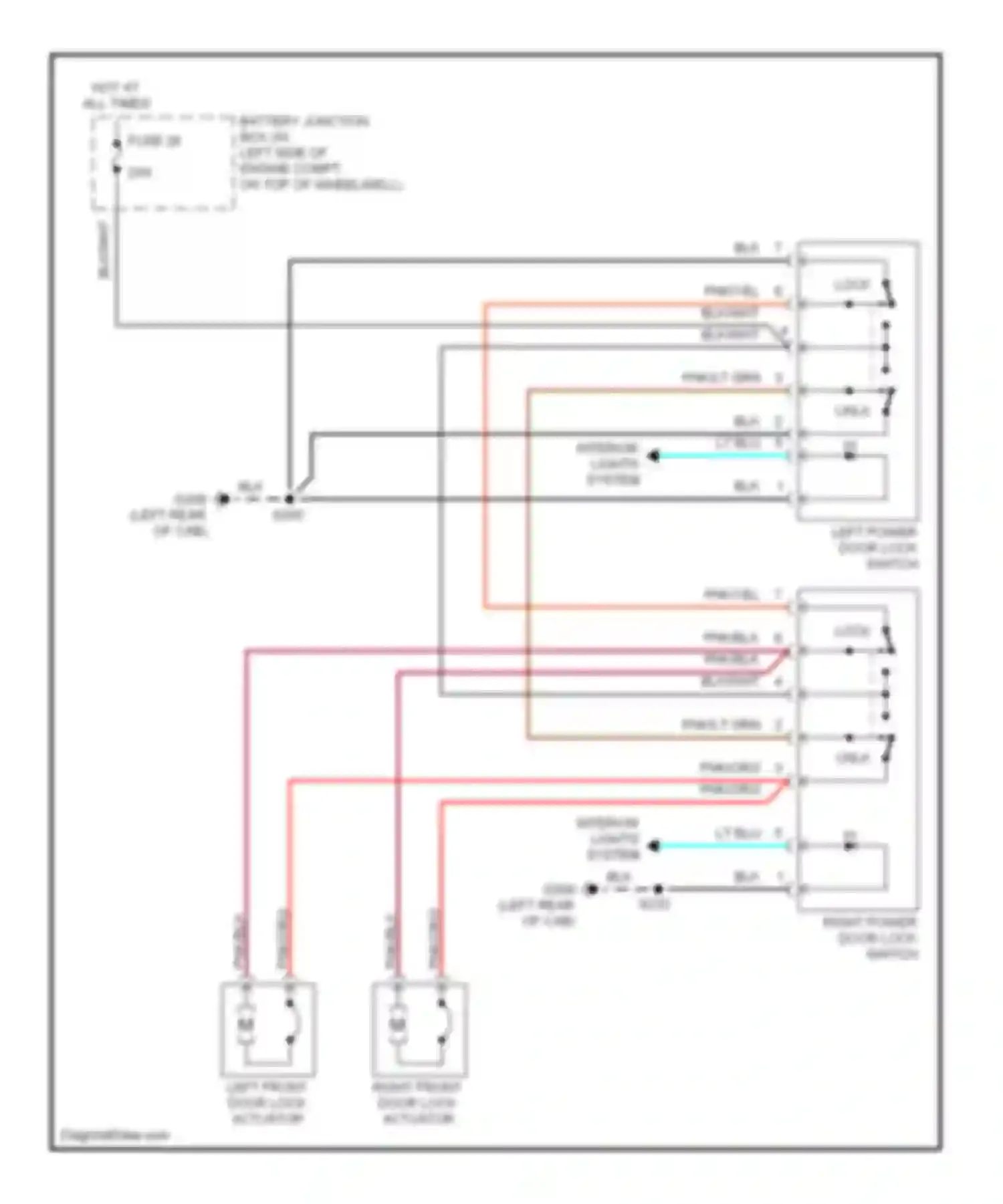 Cab & Chassis F350 Super Duty Ford  (1999-2012): Power door locks circuit, without remote/keyless entry except crew cab