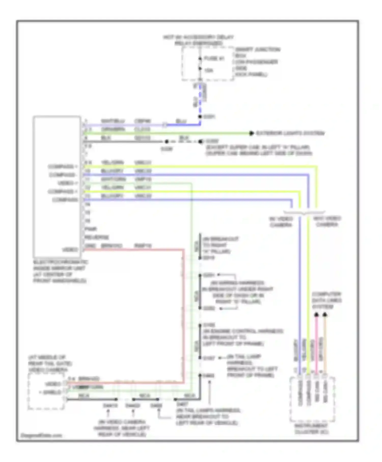 Cab & Chassis F350 Super Duty Ford  (1999-2012): Electrochromic mirror circuit, late production