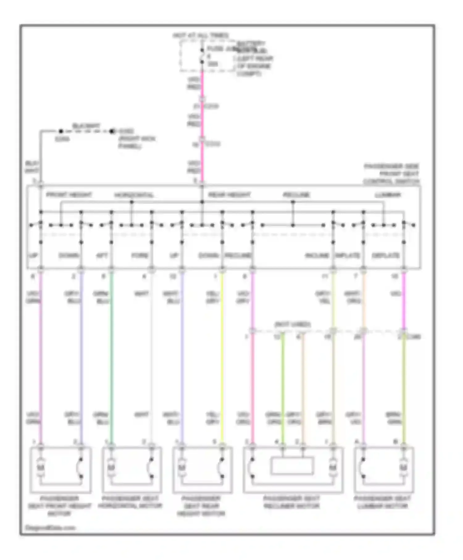 Cab & Chassis F350 Super Duty Ford  (1999-2012): Power seats circuit, 10-way passenger seat