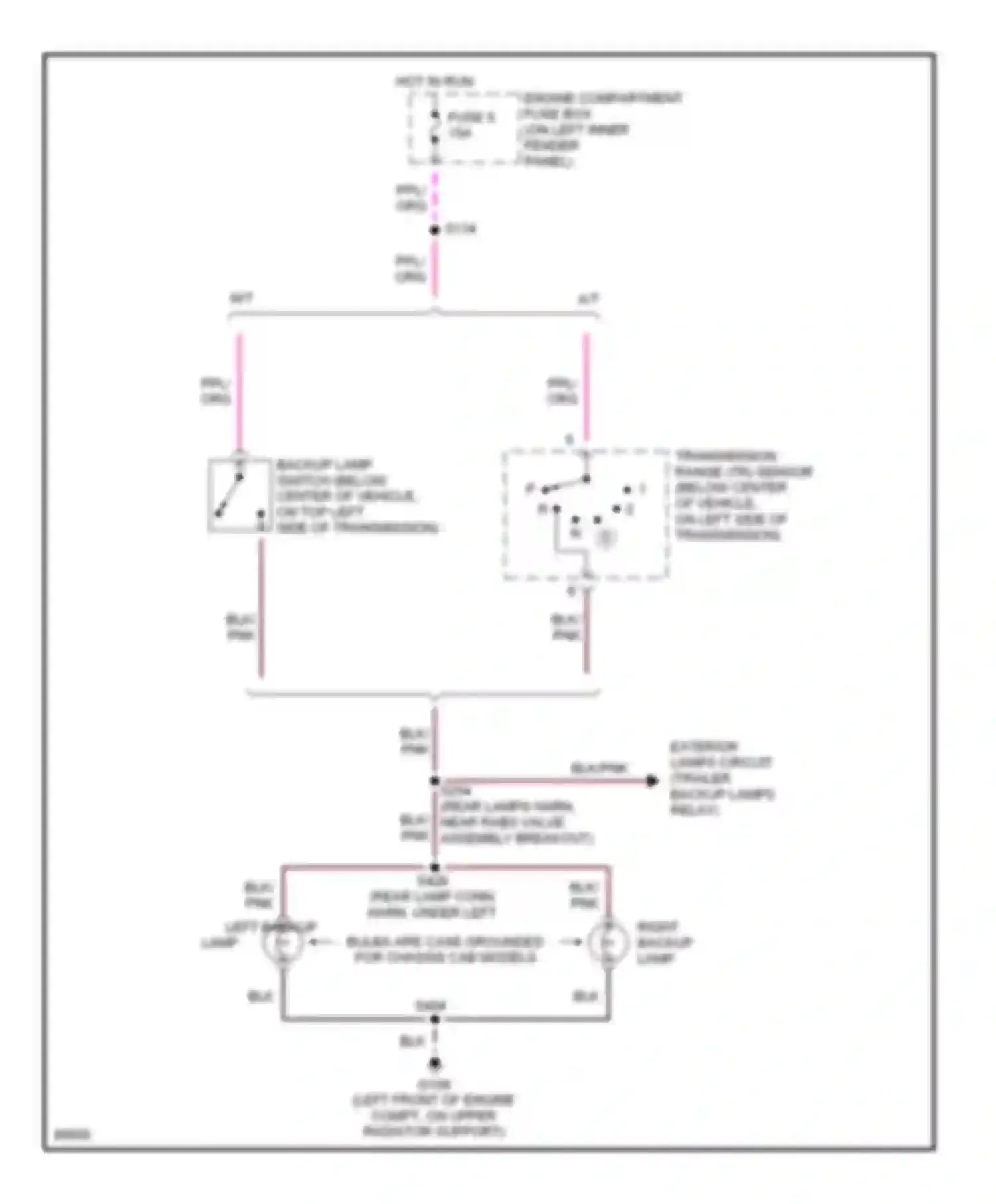 Cab & Chassis F350 Ford  (1996-1997): Back-up lamps circuit