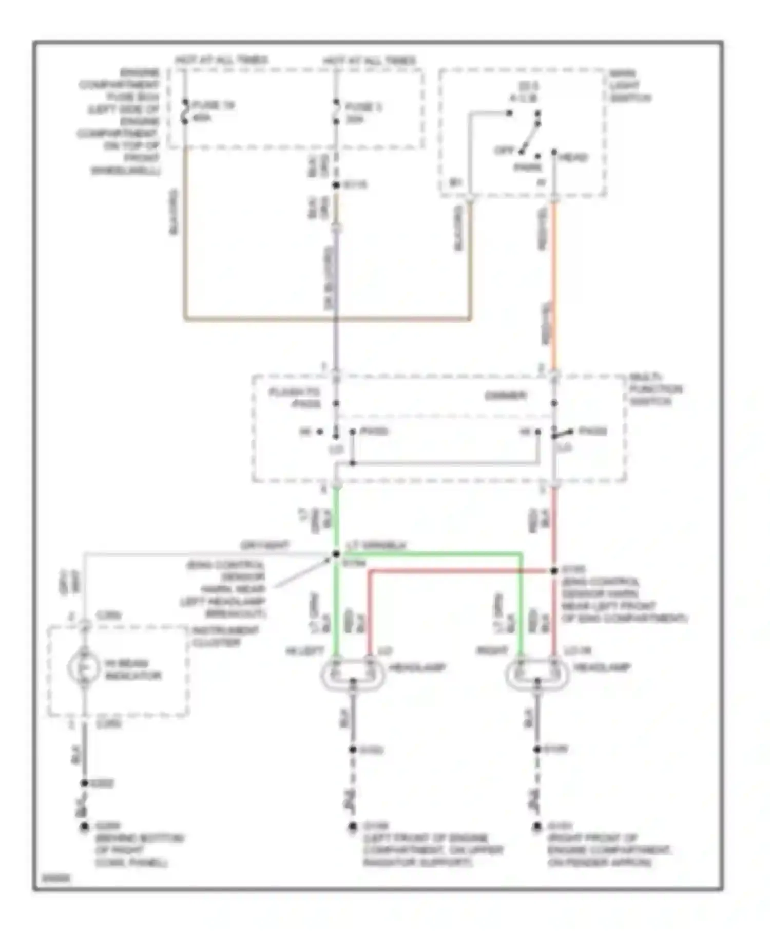 Cab & Chassis F350 Ford  (1996-1997): Headlight circuit, without drl
