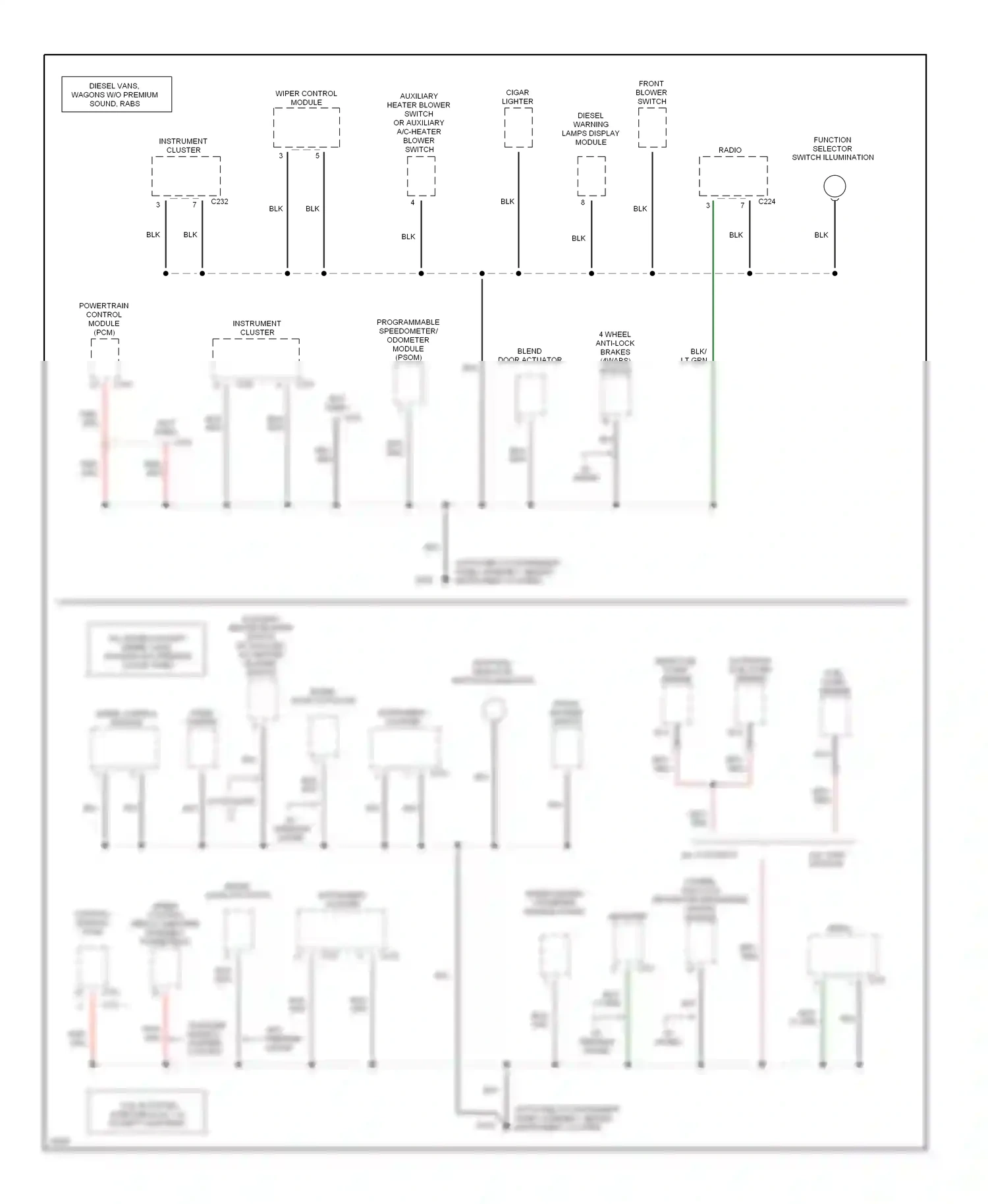 Ford Club Wagon E150  (1996-1998) function selector switch illumination wiring diagram  (1 of 1)