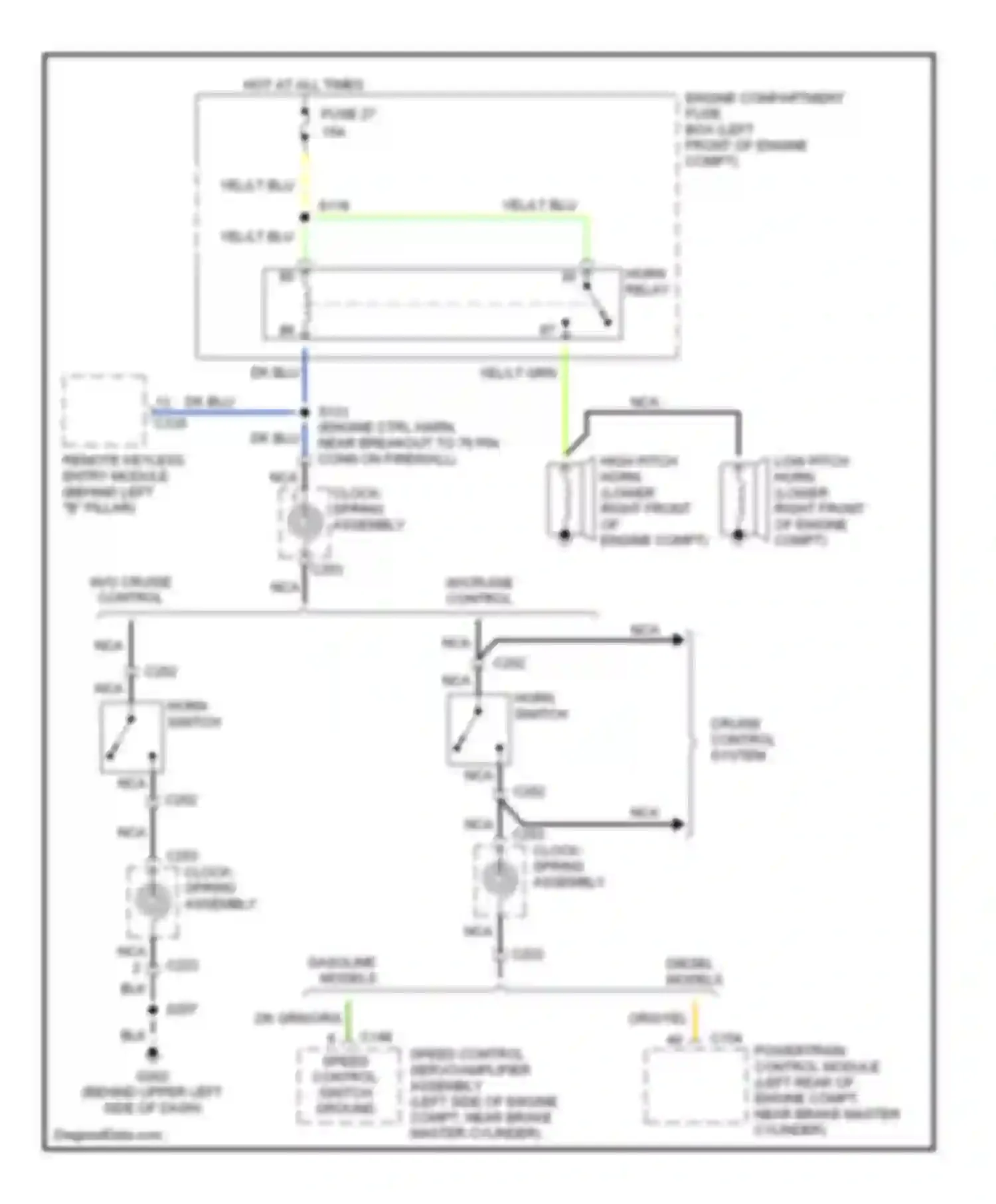 Wiring diagram clock spring assembly for Ford Club Wagon E350  (1996-1998) (1 of 3)
