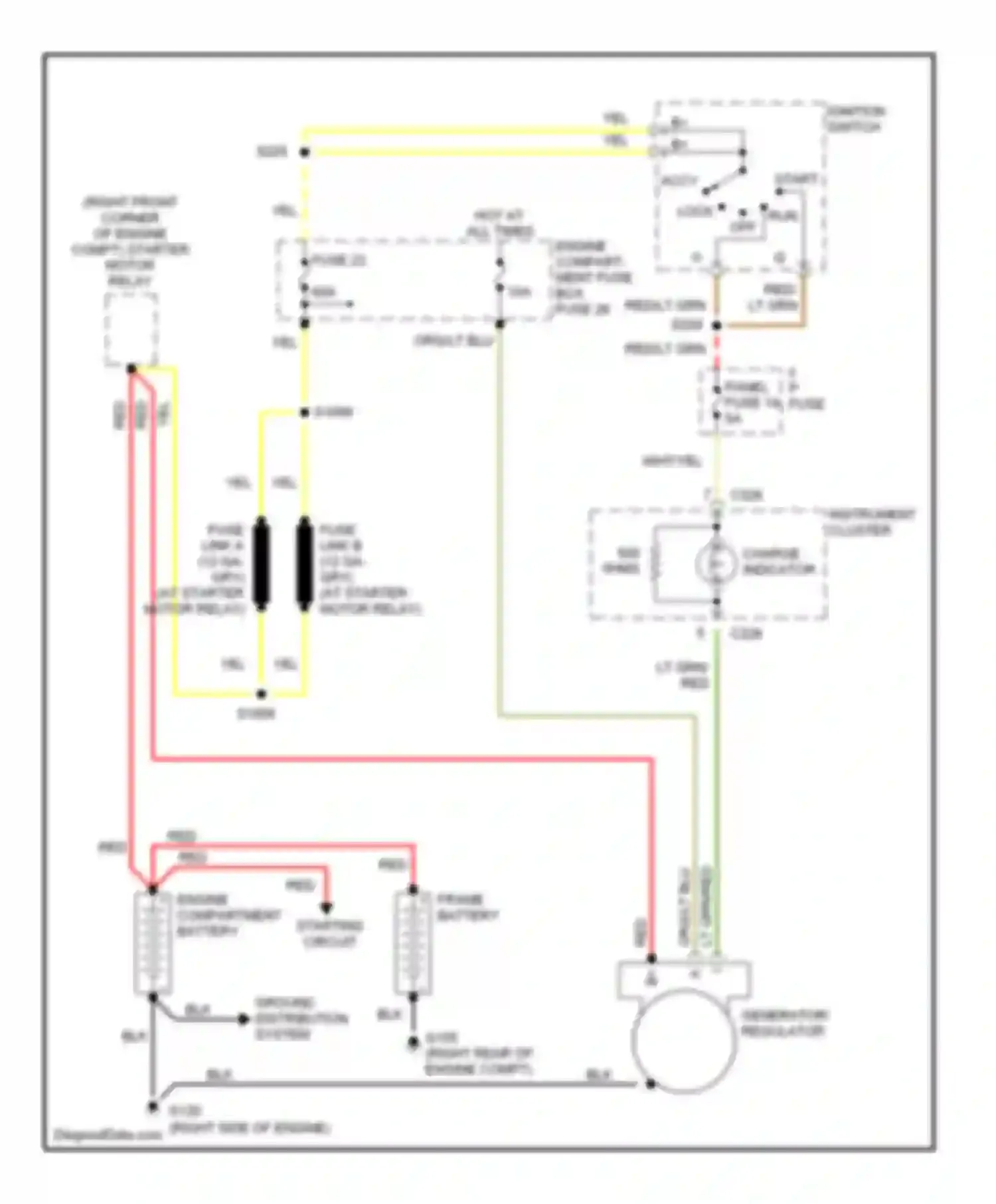 Wiring diagram generator/ regulator for Ford Club Wagon E350  (1996-1998) (16 of 20)
