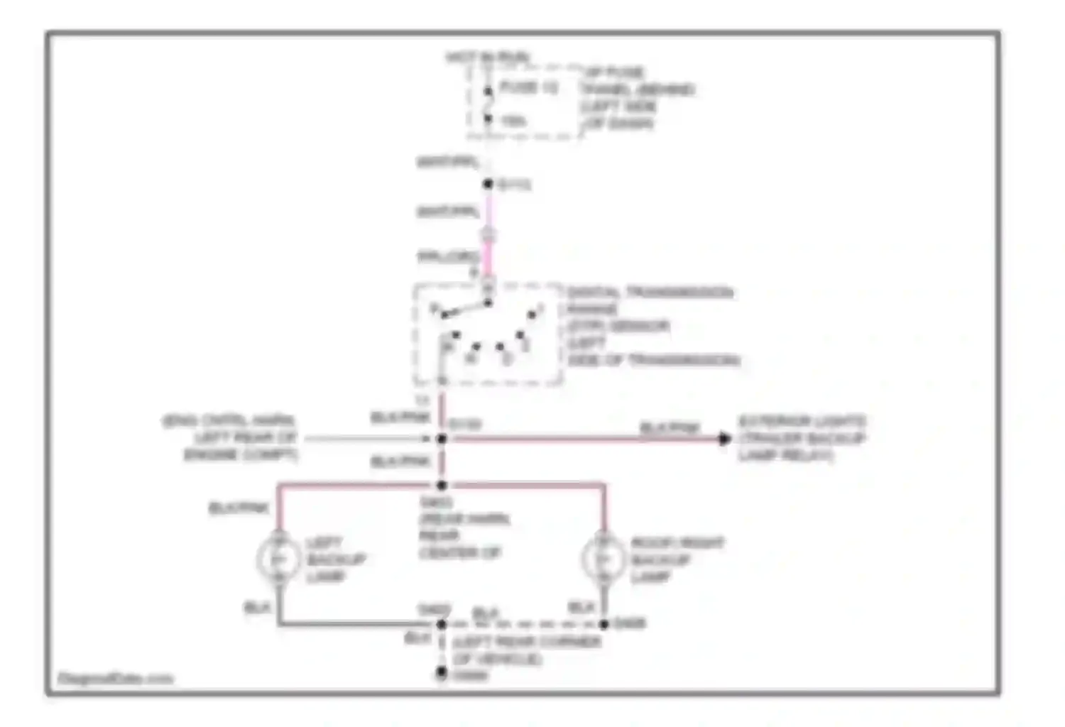 Wiring diagram left backup lamp for Ford Club Wagon E350  (1996-1998) (1 of 3)