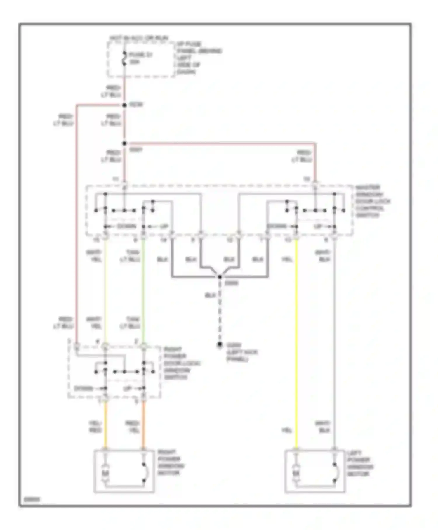 Wiring diagram left power window motor for Ford Club Wagon E350  (1996-1998) (1 of 1)