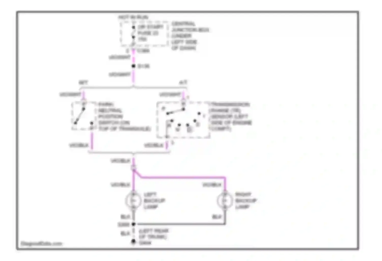 Contour Ford I facelift (1997-2000): Back-up lamps circuit