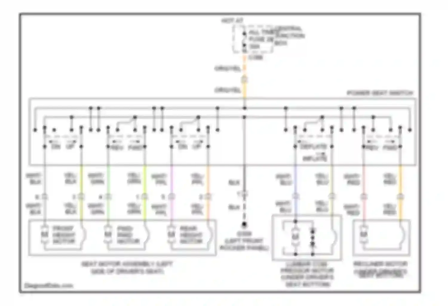 Contour Ford I facelift (1997-2000): 10-way power seat circuit