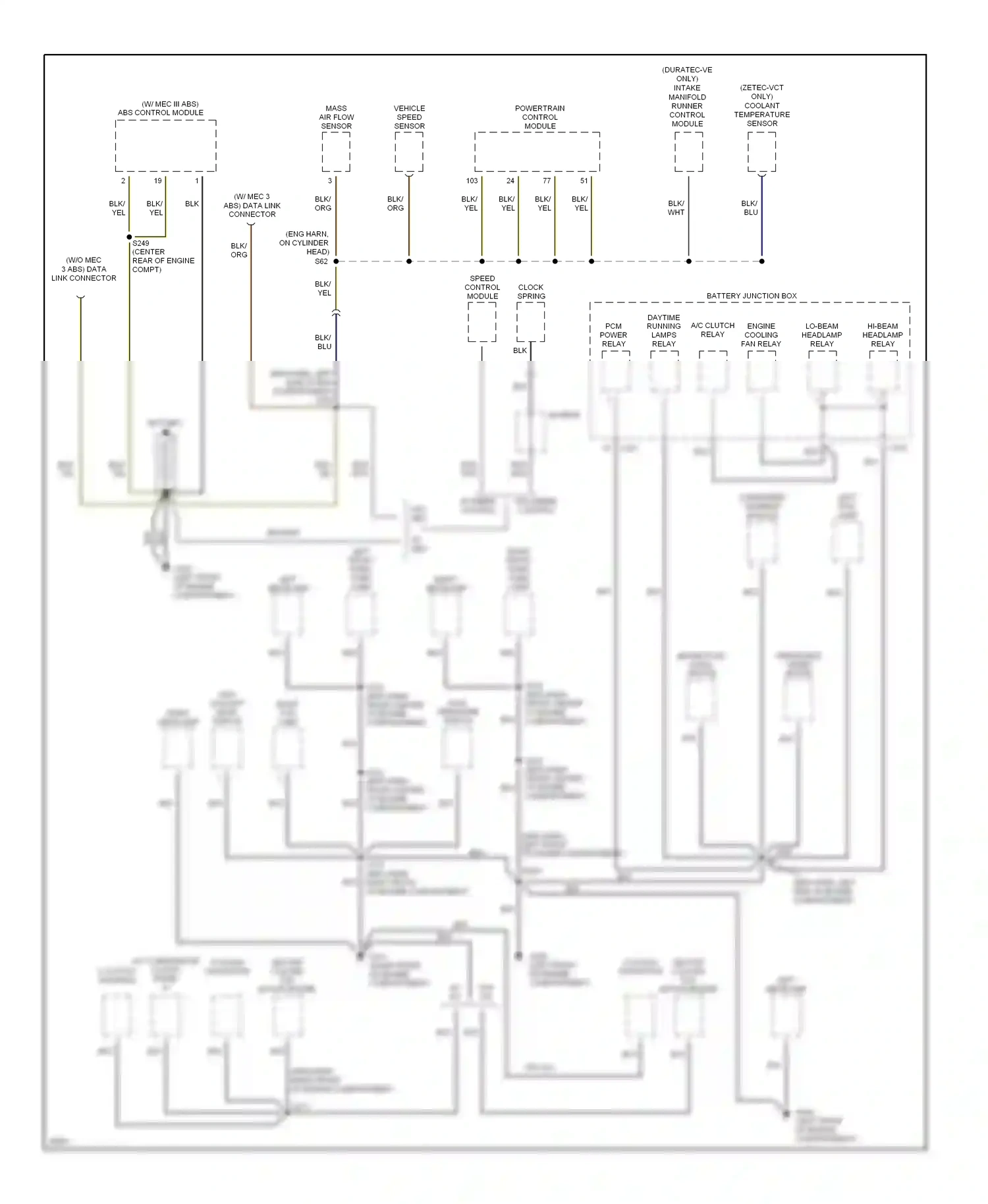 Ford Contour I facelift (1997-2000) abs control module wiring diagram  (1 of 2)