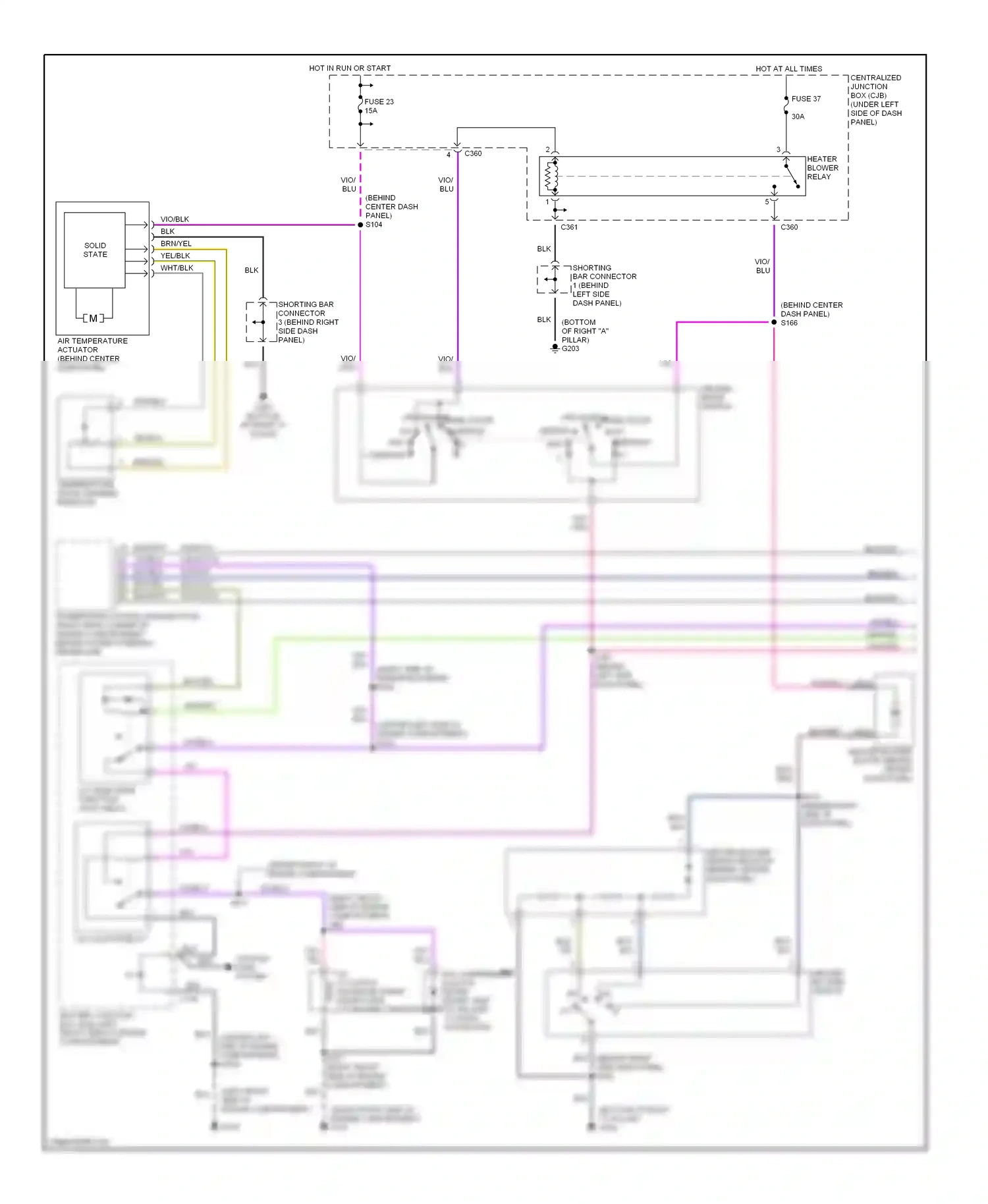 Ford Contour I facelift (1997-2000) (behind left side dash panel) wiring diagram  (1 of 1)