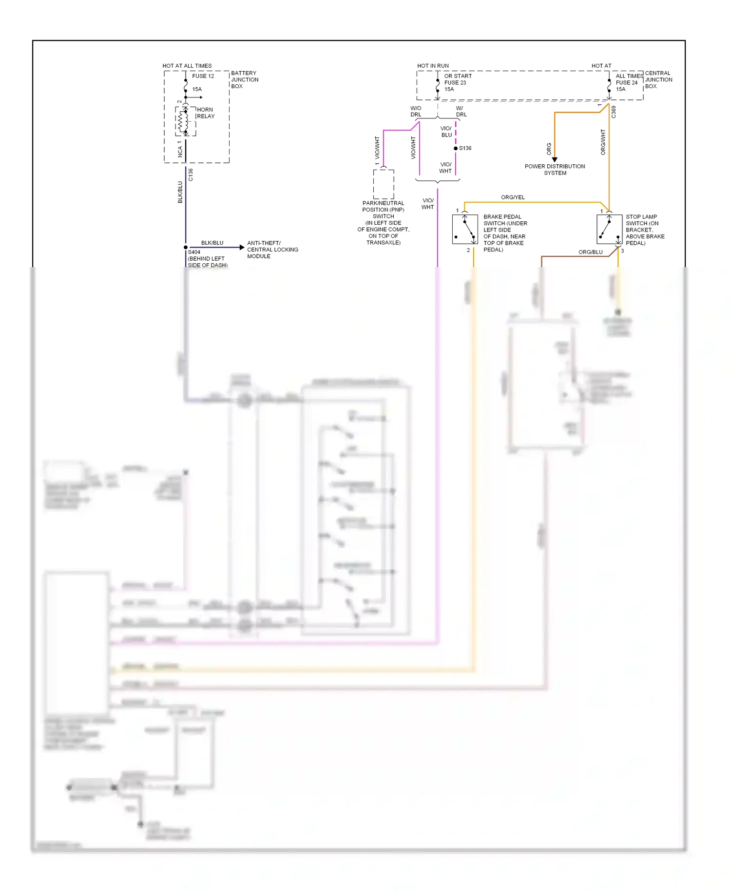 Ford Contour I facelift (1997-2000) decelerate wiring diagram  (1 of 1)