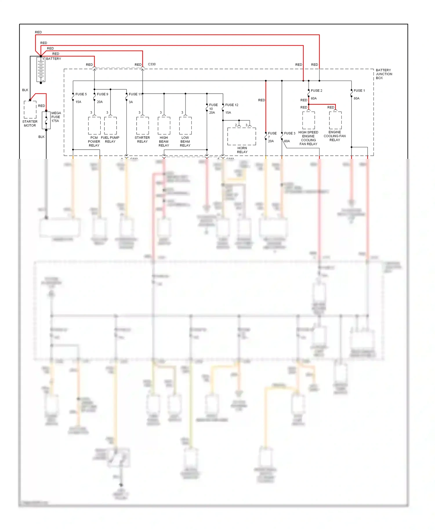 Ford Contour I facelift (1997-2000) light switch wiring diagram  (3 of 4)