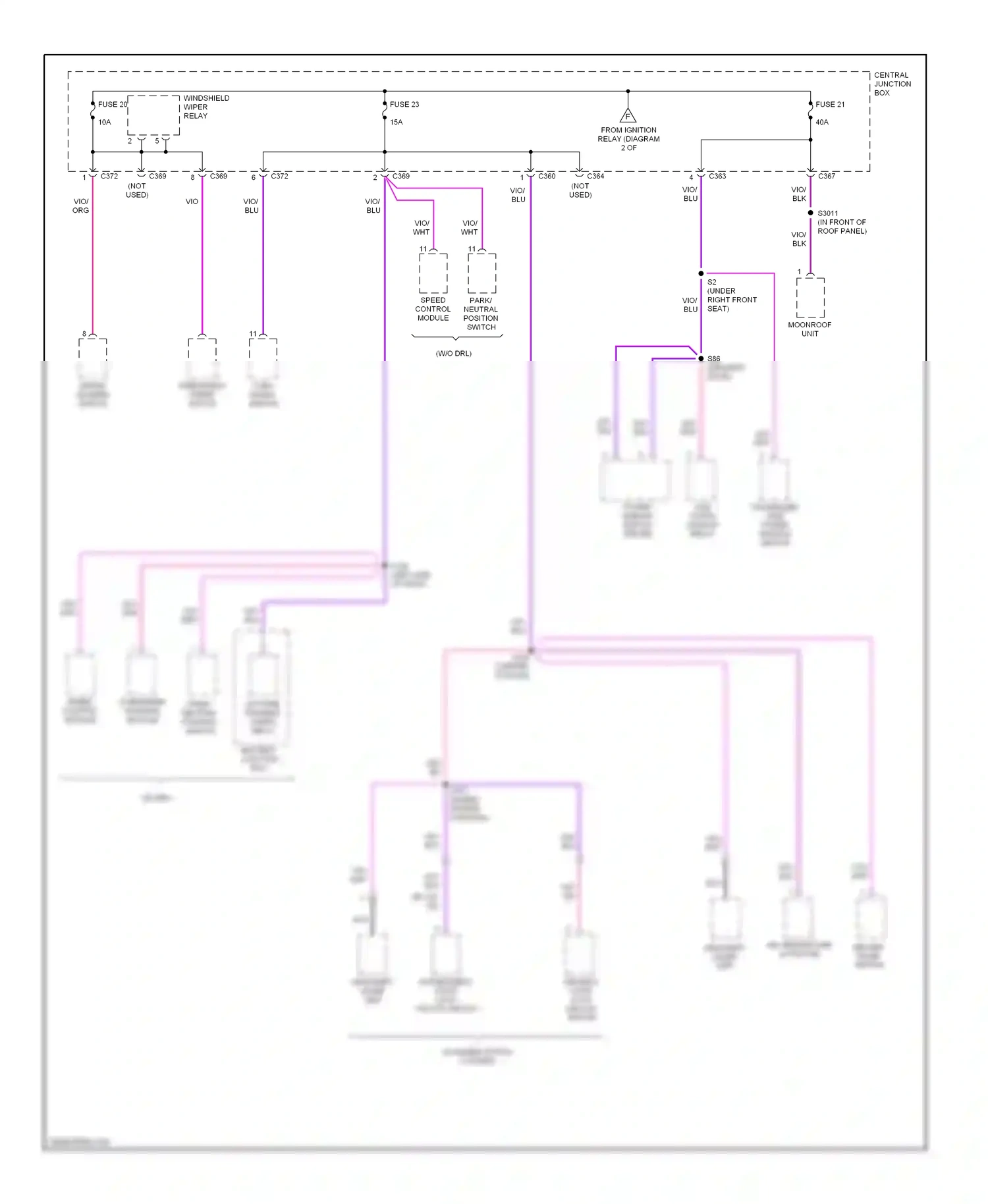 Ford Contour I facelift (1997-2000) overspeed warning module wiring diagram  (1 of 1)
