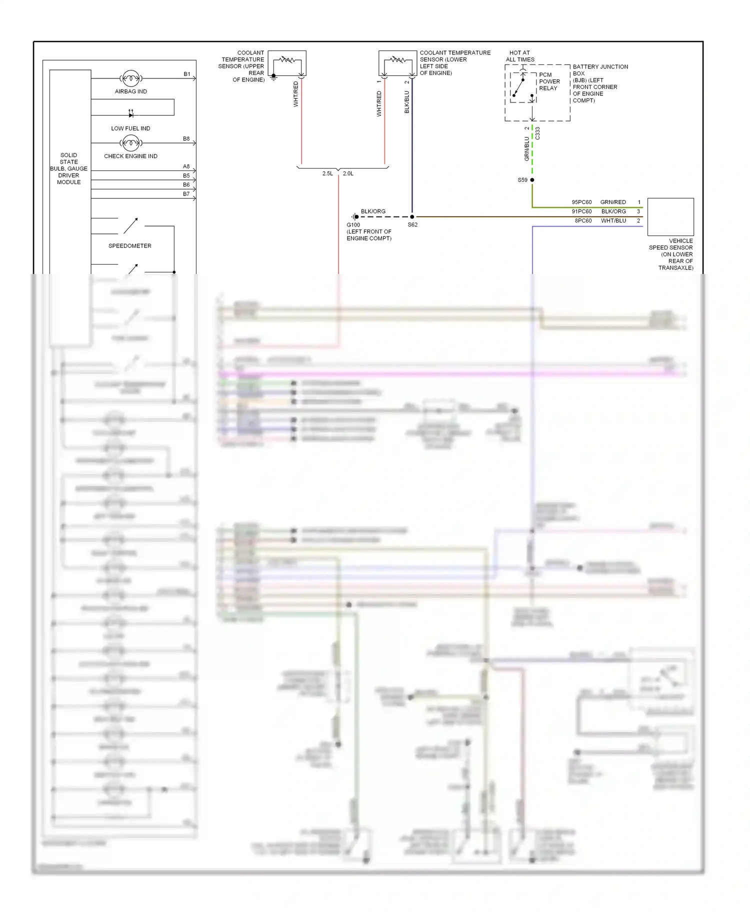 Ford Contour I facelift (1997-2000) solid state bulb, gauge driver module wiring diagram  (1 of 1)