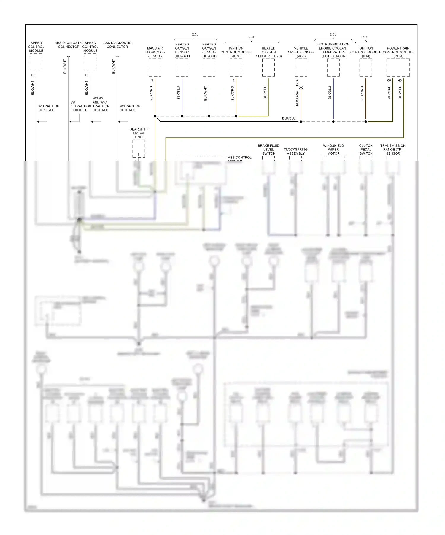 Ford Contour I (1994-1997) abs control module wiring diagram  (1 of 3)