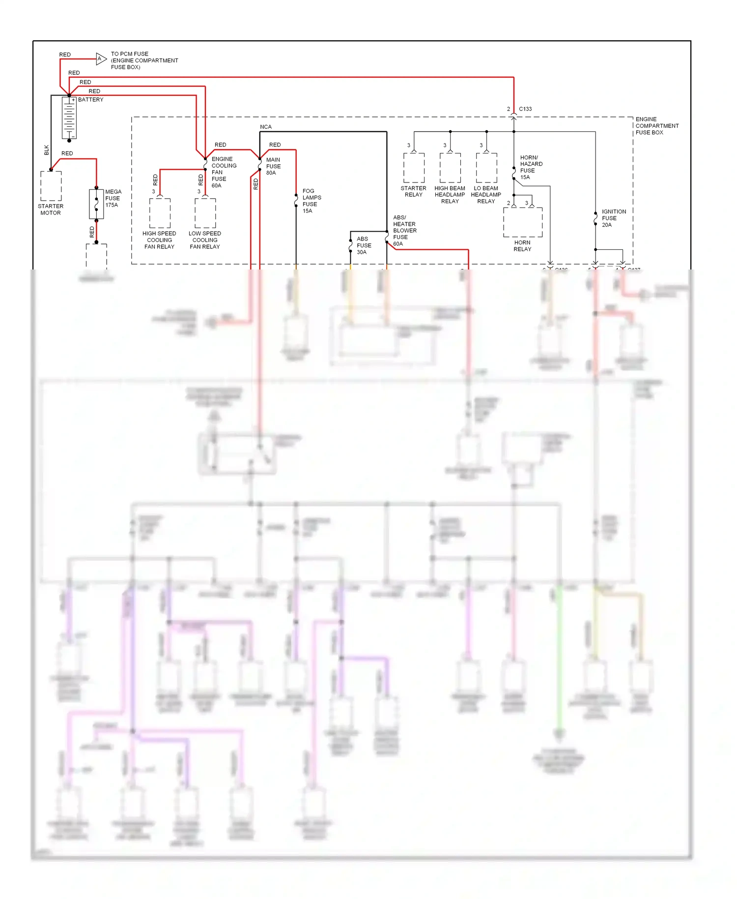 Ford Contour I (1994-1997) abs control module wiring diagram  (2 of 3)