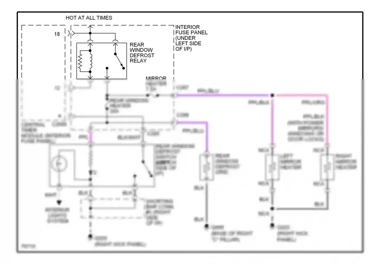 Ford Contour I (1994-1997) central timer module (interior fuse panel) wiring diagram  (1 of 1)