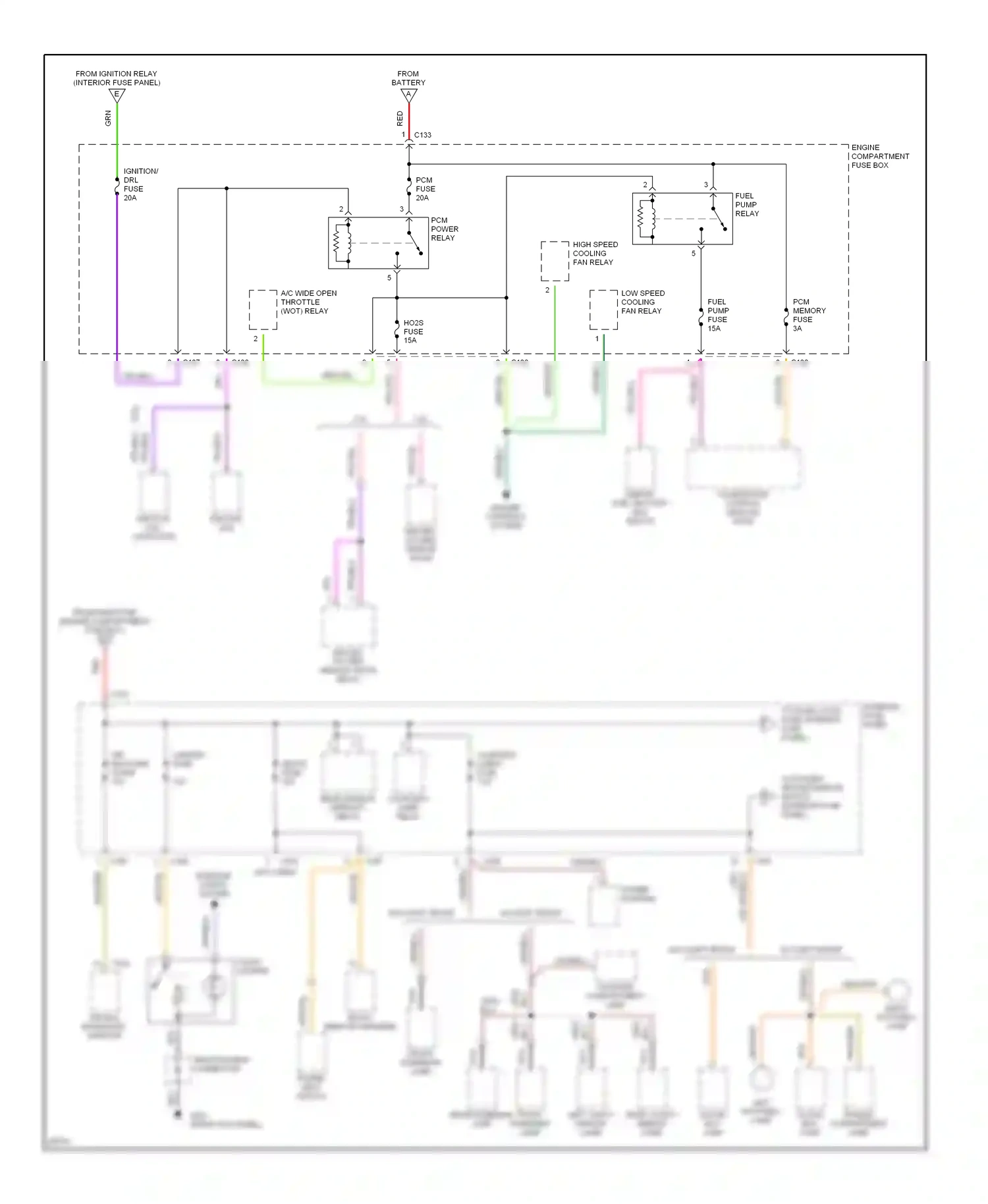 Ford Contour I (1994-1997) engine controls system wiring diagram  (3 of 3)