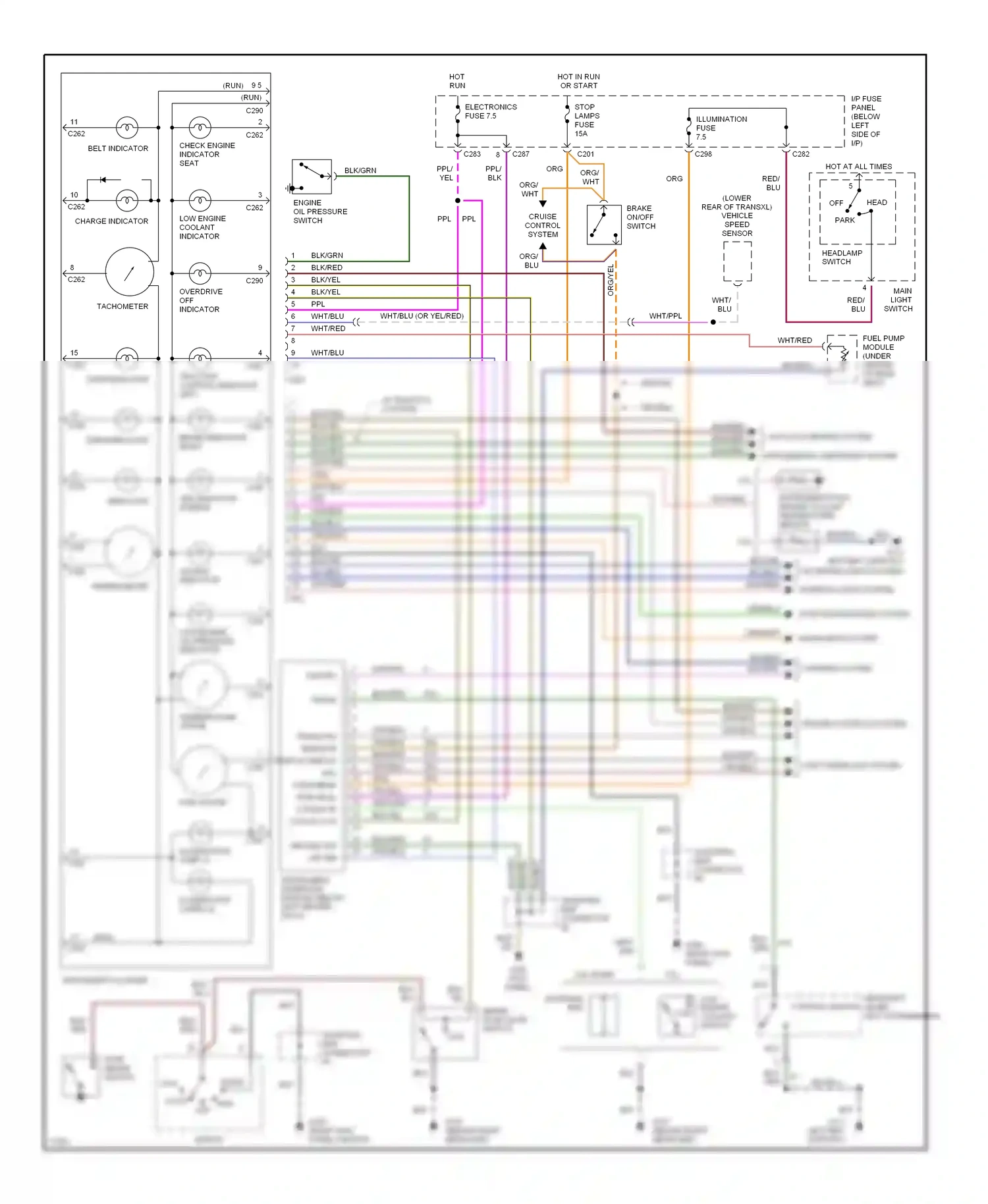 Ford Contour I (1994-1997) engine controls system wiring diagram  (1 of 3)