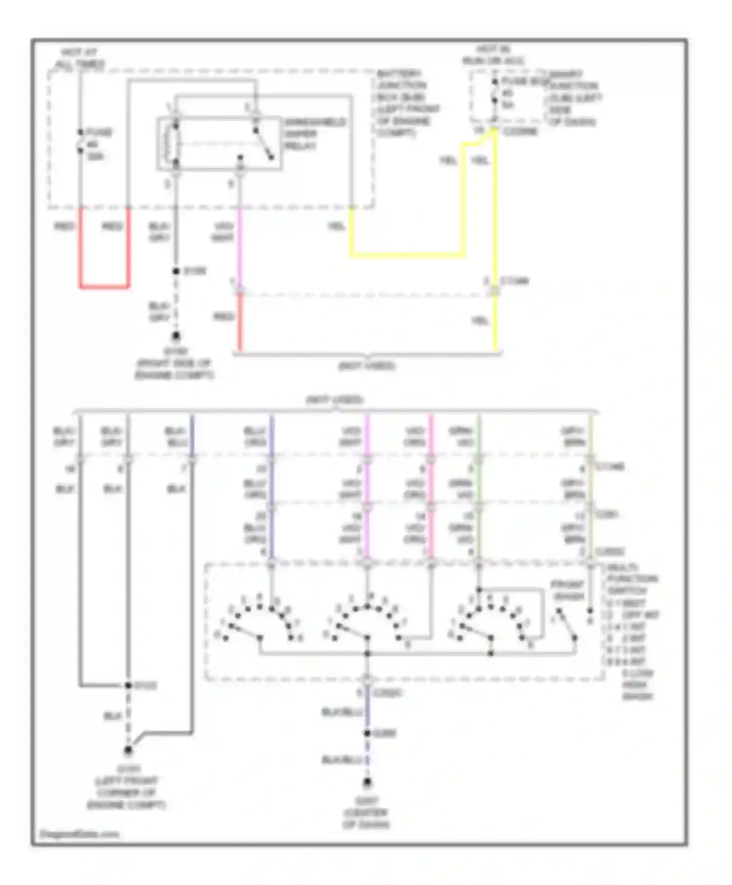 Cutaway E350 Super Duty Ford  (1999-2012): Wiper/washer circuit, with stripped chassis