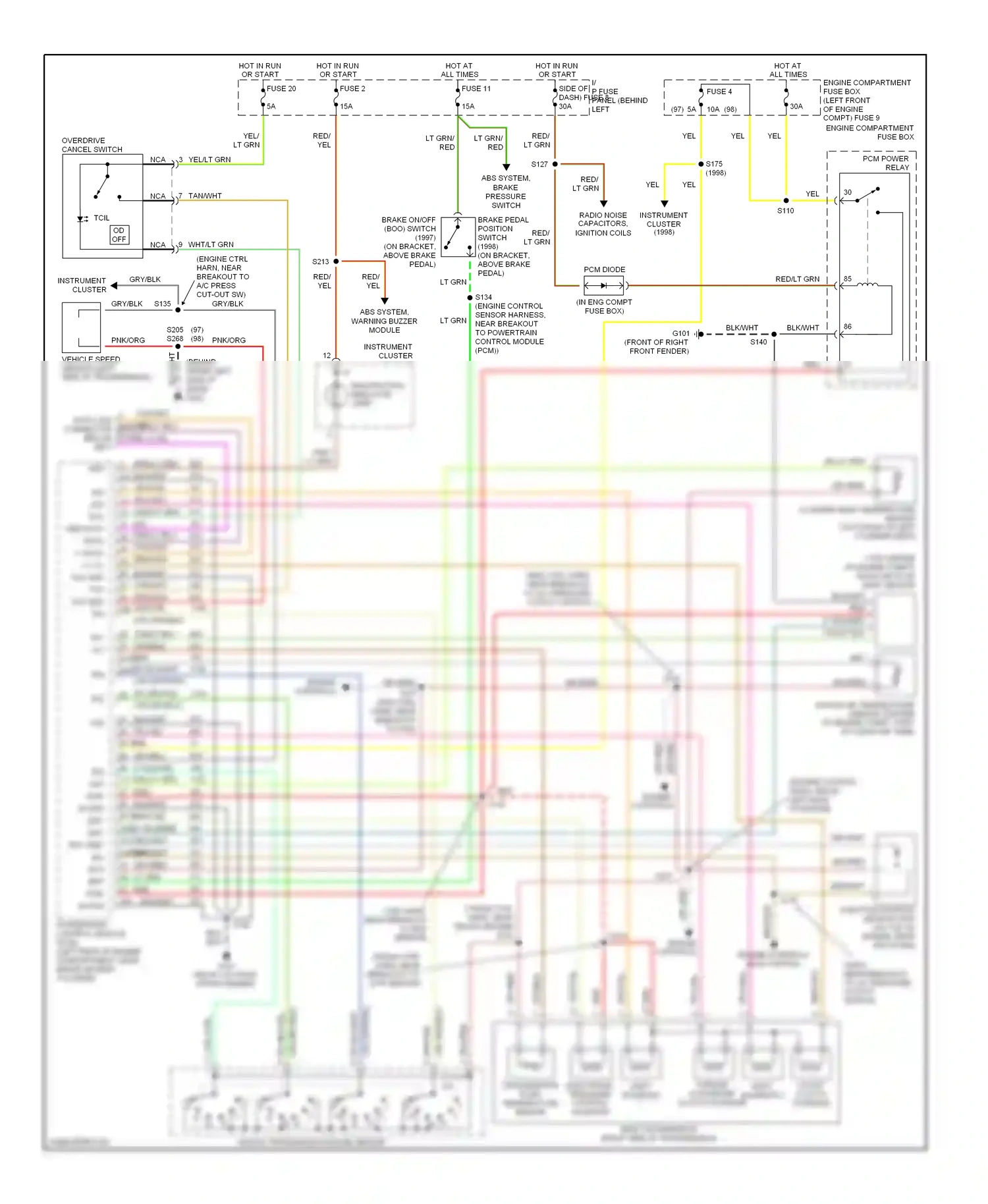 Ford Cutaway E350  (1997-1998) engine controls wiring diagram  (2 of 4)
