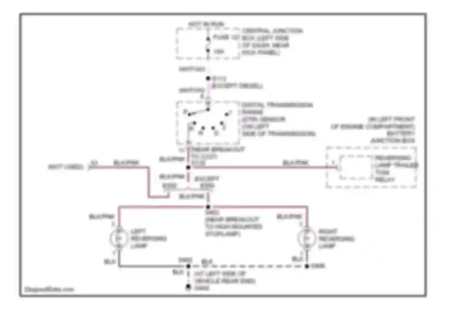 Econoline E150 Ford  (1997-2012): Backup lamps circuit, without stripped chassis