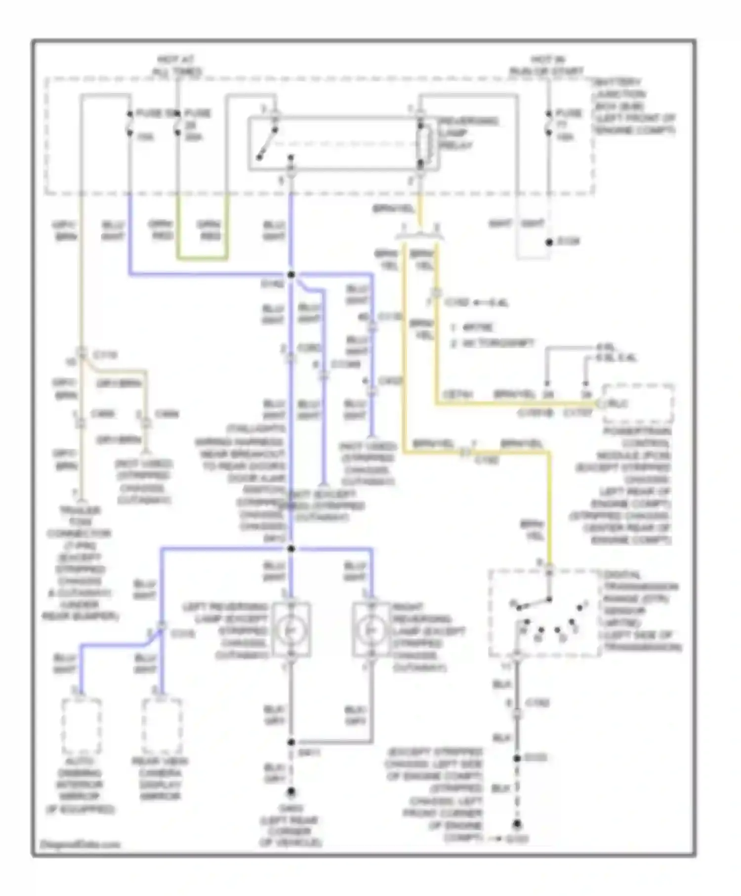 Econoline E150 Ford  (1997-2012): Backup lamps circuit