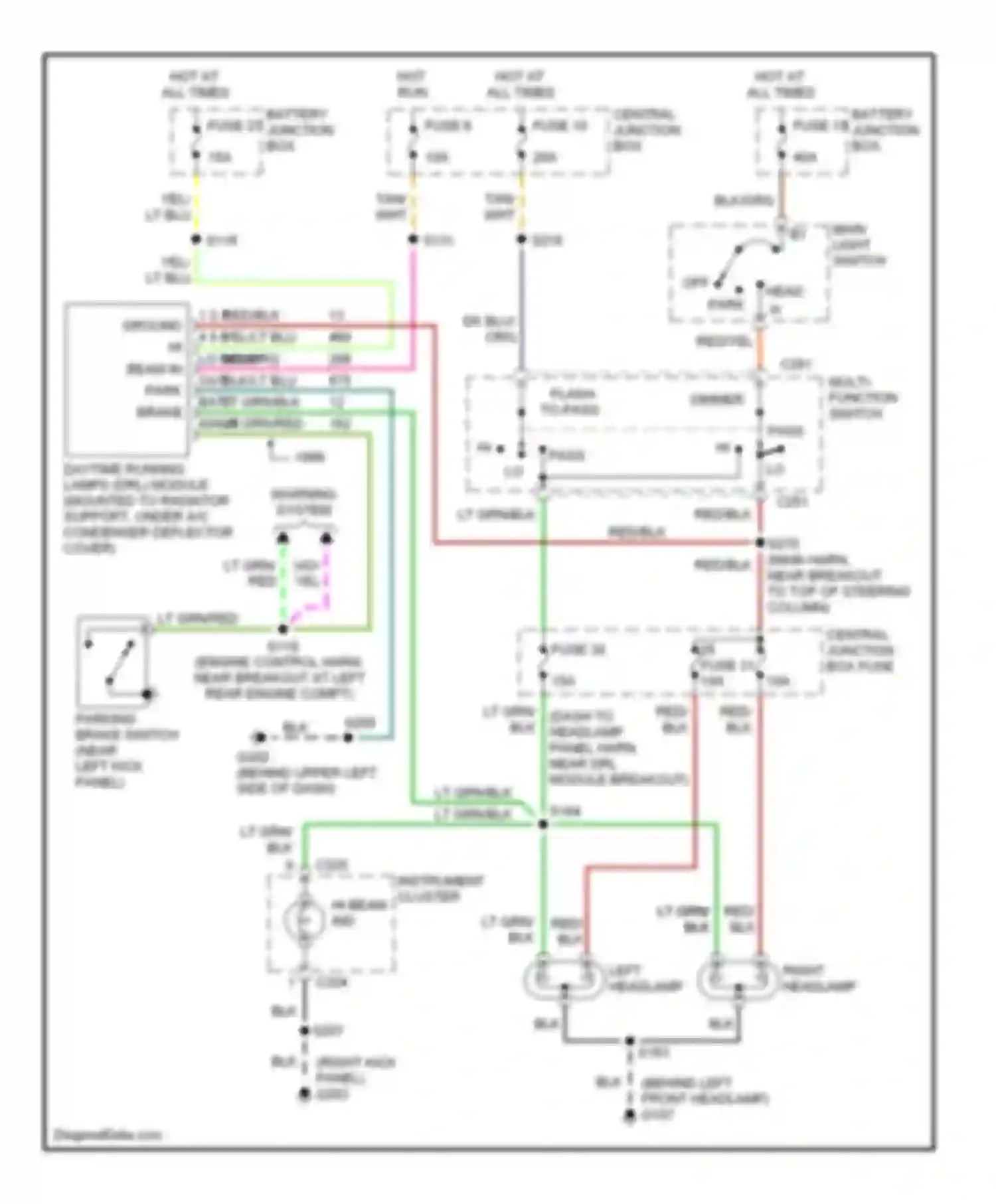 Econoline E150 Ford  (1997-2012): Headlights circuit, with drl