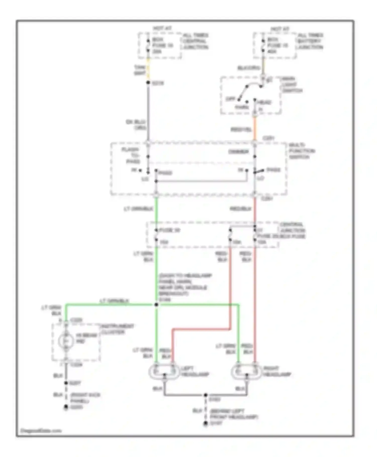Econoline E150 Ford  (1997-2012): Headlights circuit, without drl