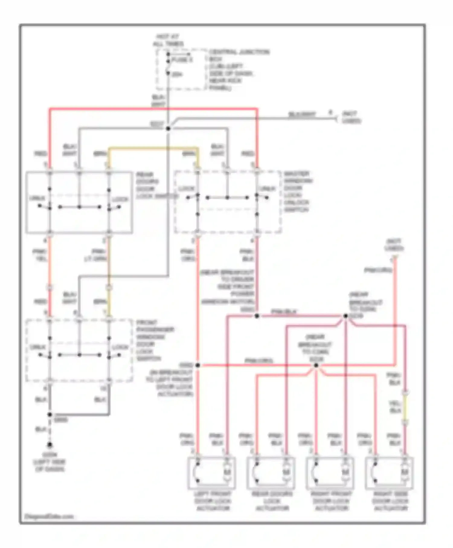Econoline E150 Ford  (1997-2012): Door lock circuit, with hinged side door