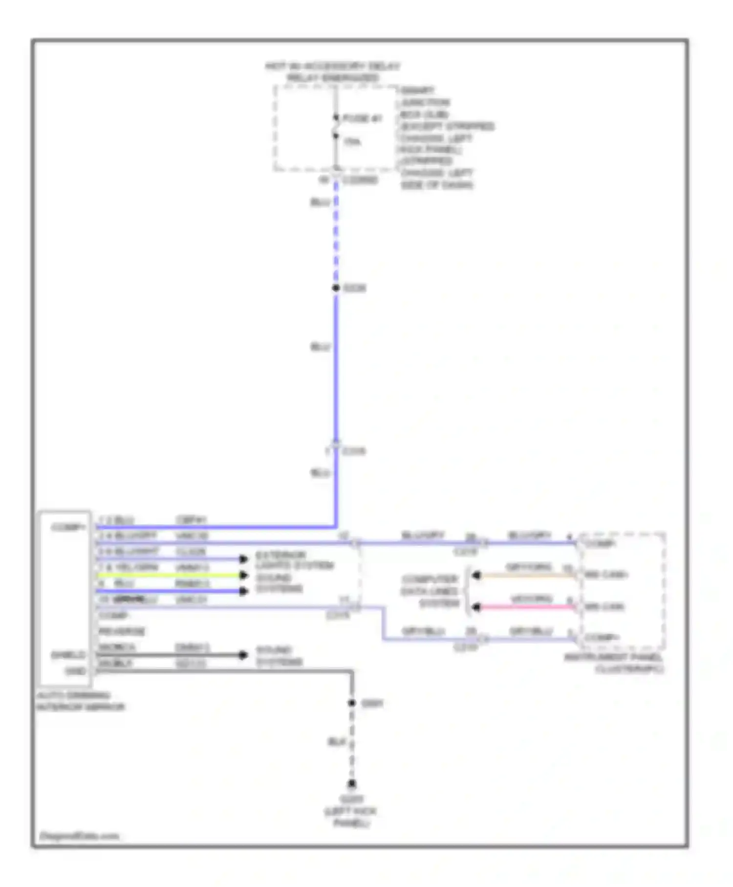 Econoline E150 Ford  (1997-2012): Electrochromic mirror circuit, with auto dimming inside mirror