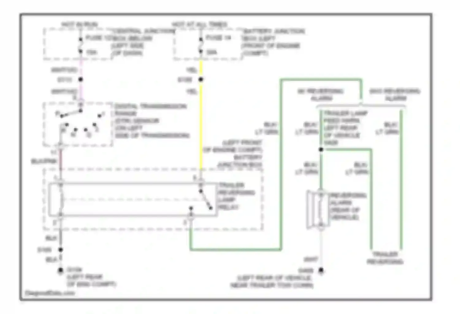 Econoline E250 Ford  (1997-2012): Back-up lamps circuit, with stripped chassis