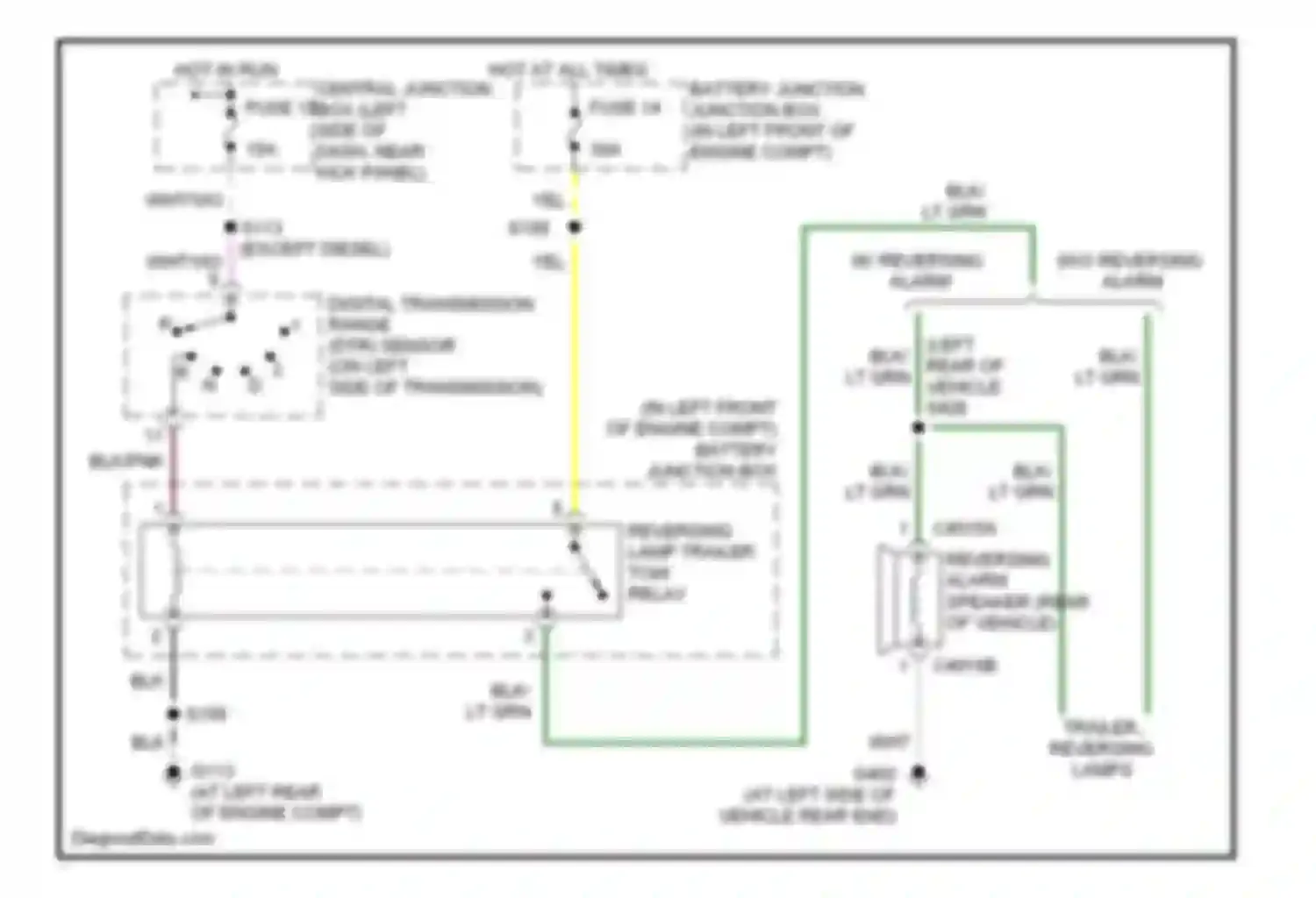 Econoline E250 Ford  (1997-2012): Backup lamps circuit, with stripped chassis