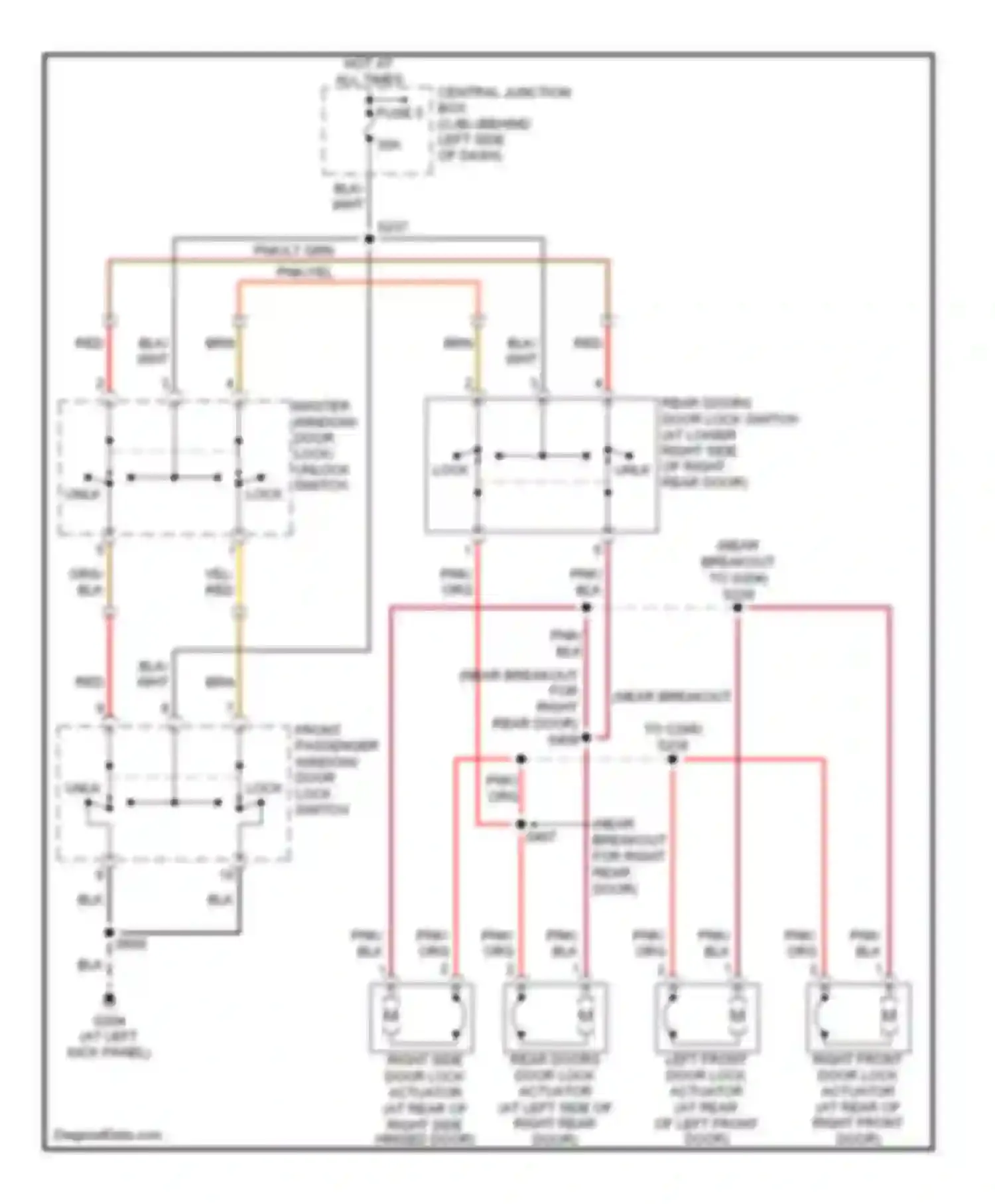 Econoline E250 Ford  (1997-2012): Door lock circuit, without keyless entry with hinged side door