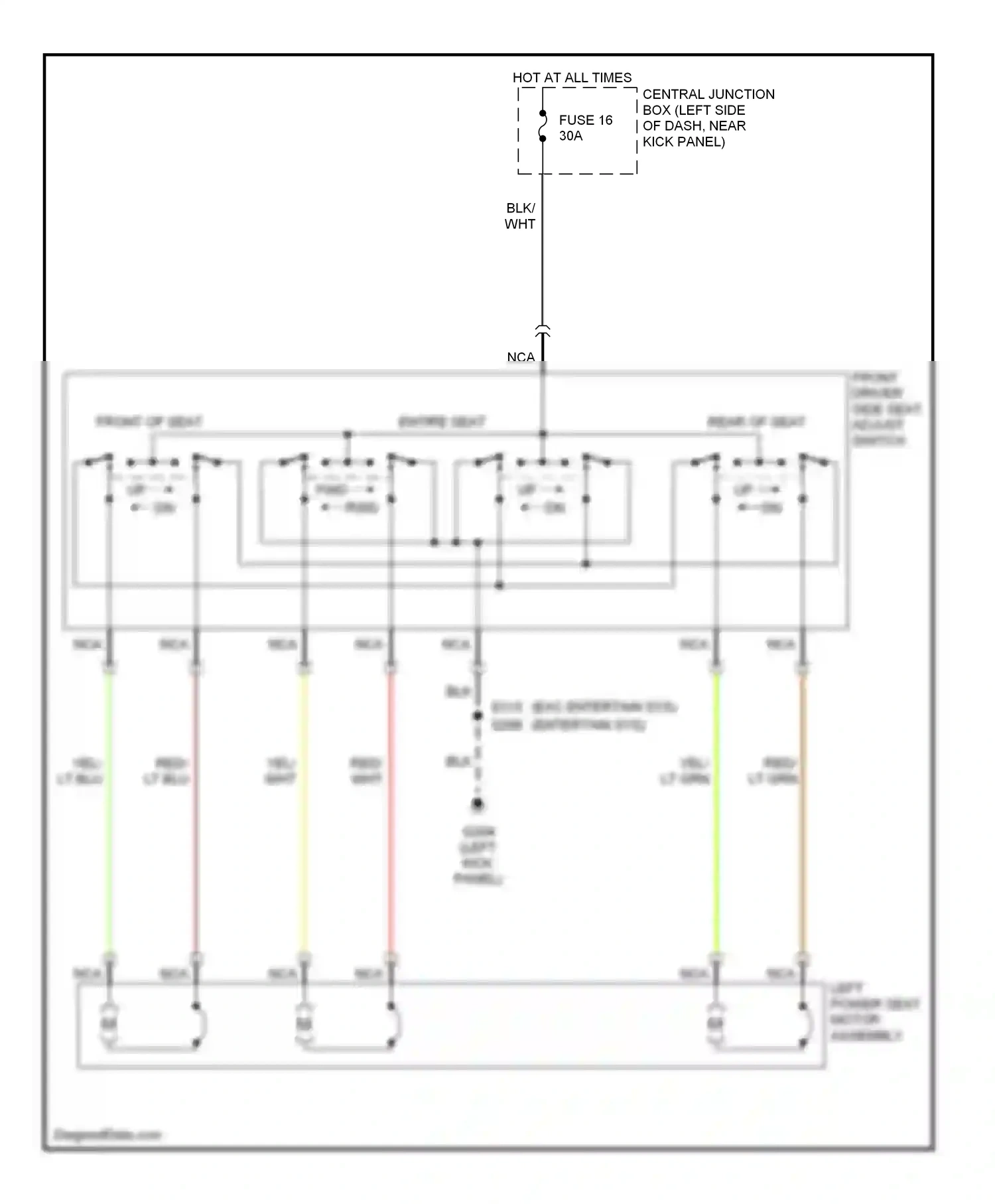 Ford Econoline E250  (1997-2012) front driver side seat adjust switch wiring diagram  (1 of 1)