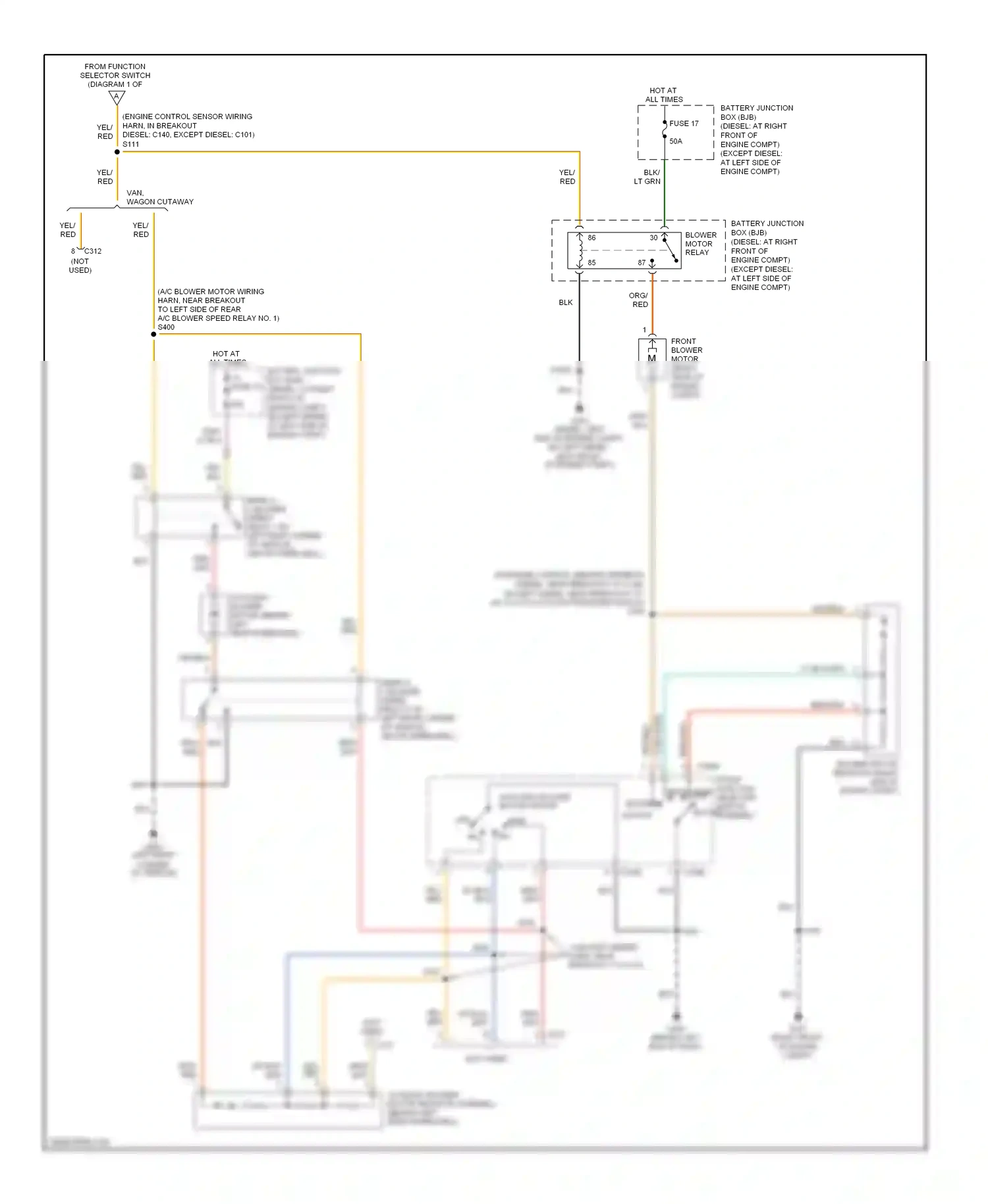Ford Econoline E250  (1997-2012) front function selector switch assembly mh ml high low blower motor switch wiring diagram  (5 of 5)