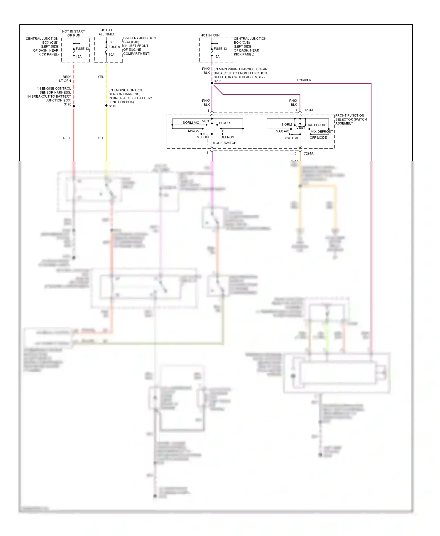 Ford Econoline E250  (1997-2012) front function selector switch assembly wiring diagram  (1 of 9)