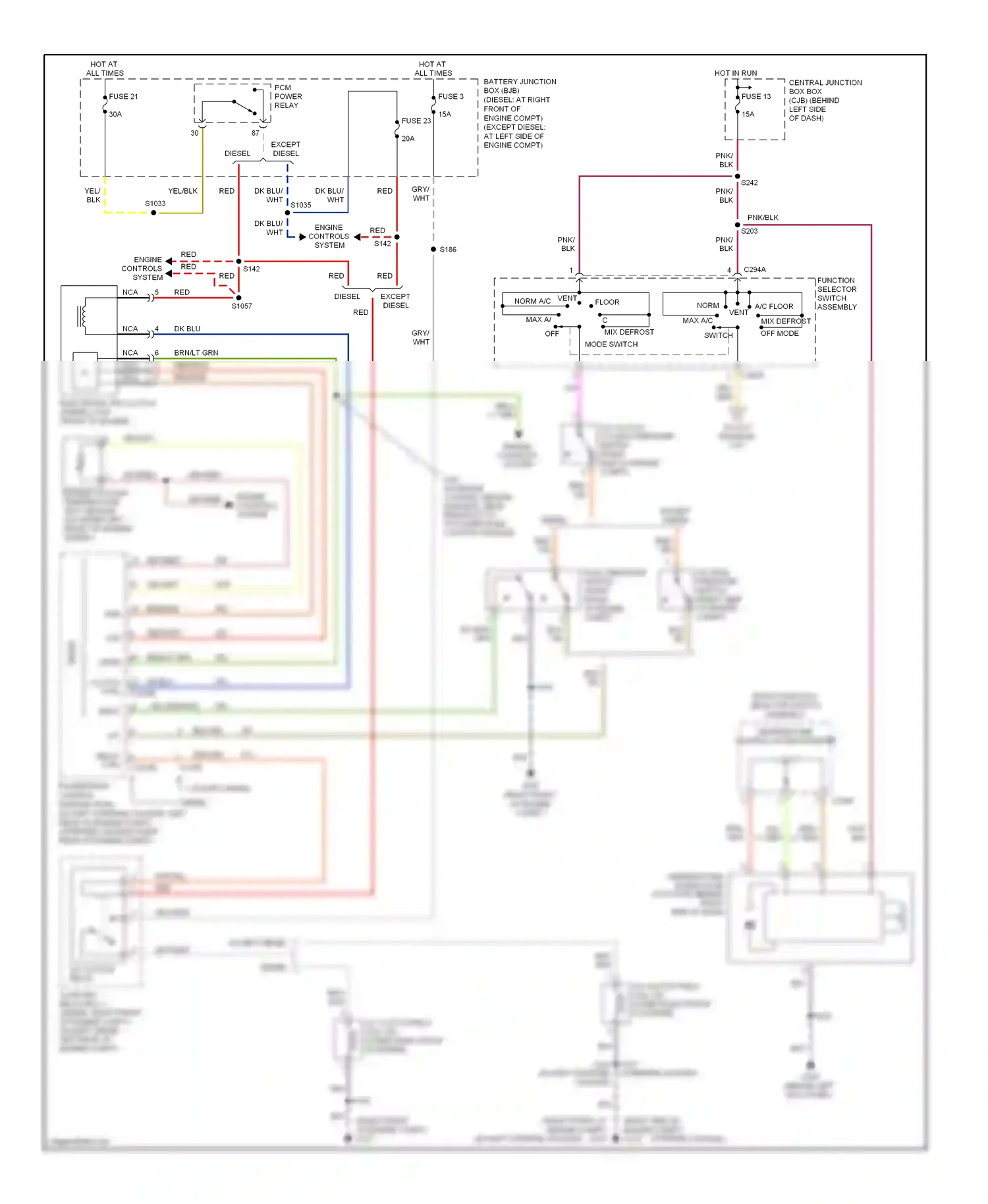 Ford Econoline E250  (1997-2012) front function selector switch assembly wiring diagram  (8 of 9)