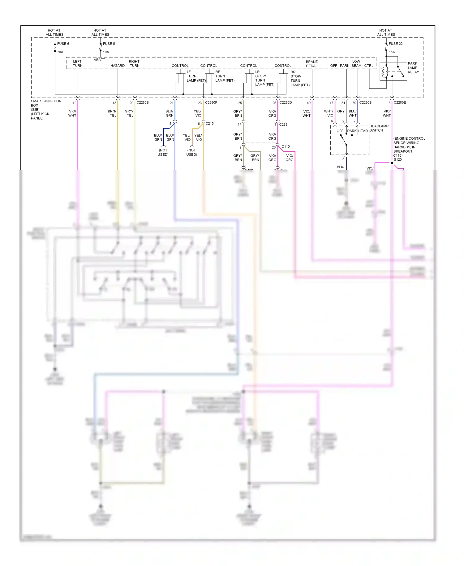 Ford Econoline E250  (1997-2012) left front side lamp wiring diagram  (1 of 1)