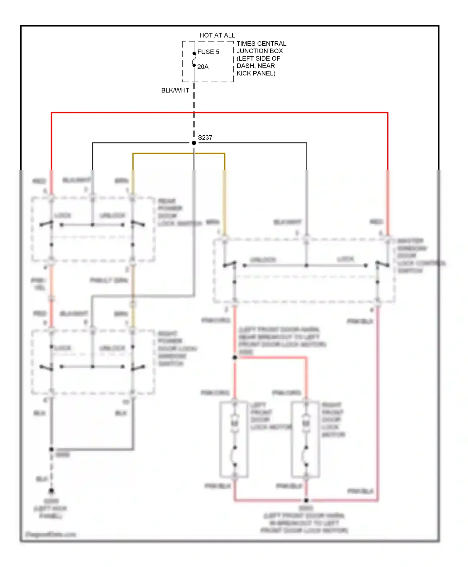 Ford Econoline E250  (1997-2012) master window/ door lock control switch wiring diagram  (2 of 3)